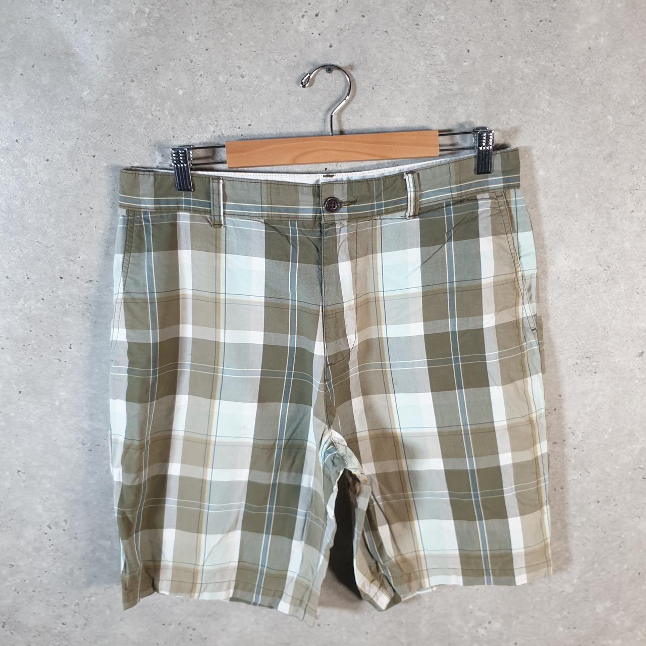 Vintage Dockers Chino Shorts Jorts Cargo Men’s W33 Green Checkered Baggy Cotton