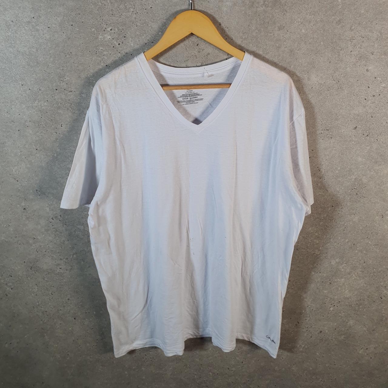 Vintage Calvin Klein Blank T Shirt Men’s XL White Classic Fit Spellout Logo