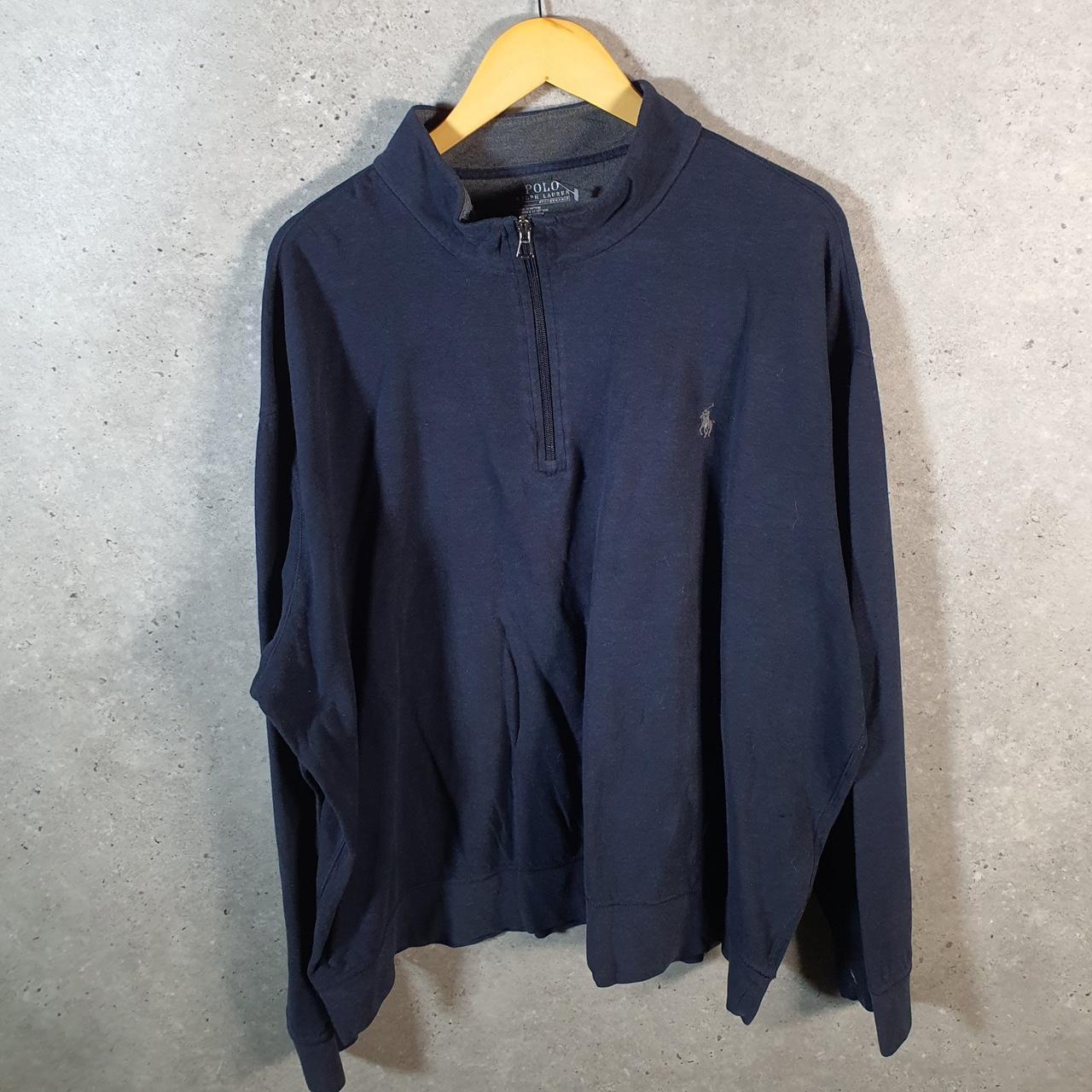 Vintage Ralph Lauren Polo Sweatshirt Men’s 2XL Big Navy Blue Cotton 1/4 Zip Pony