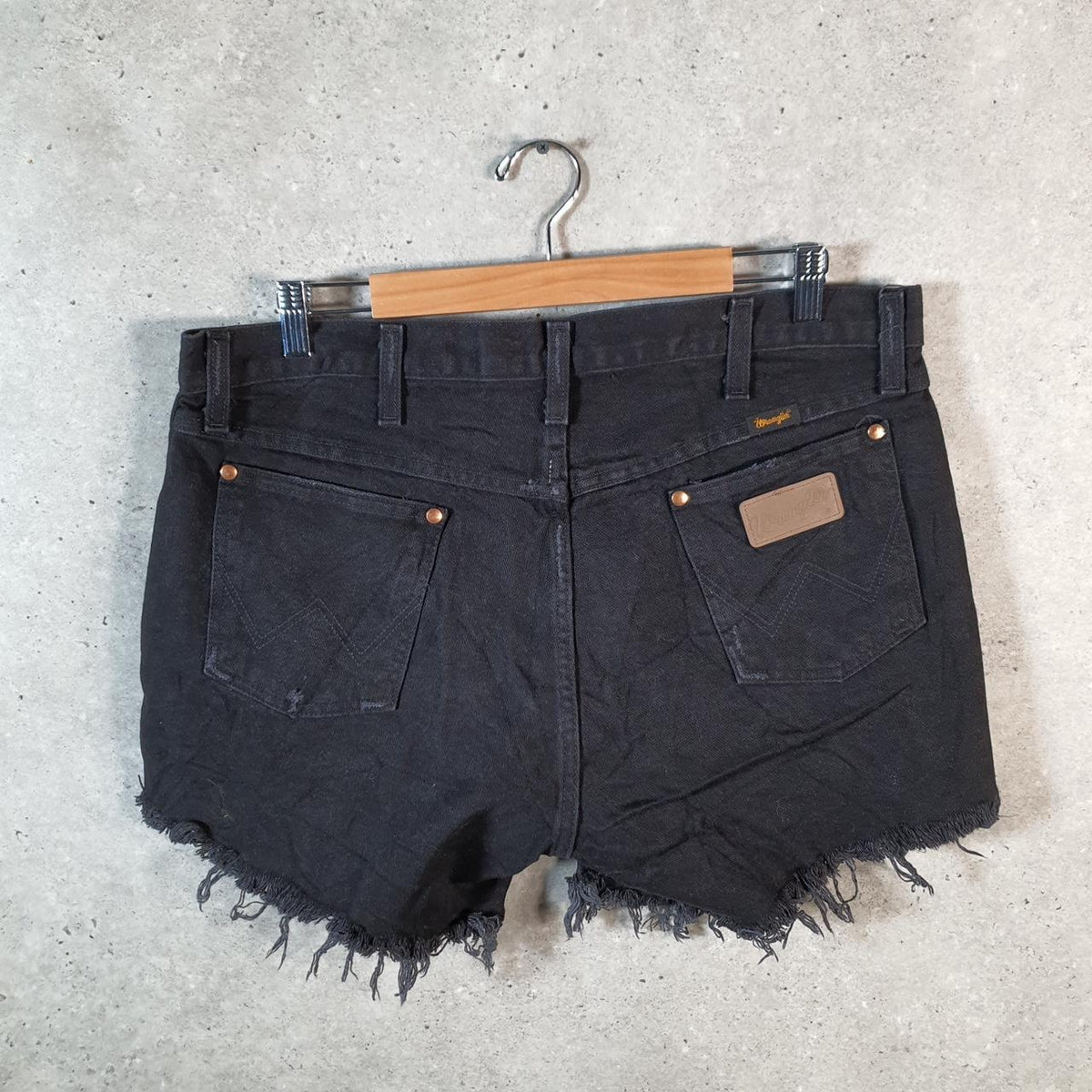 Vintage Wrangler Cut Short Baggy Shorts Jorts Cargo Womens W32 Grey Relaxed Denim A4526