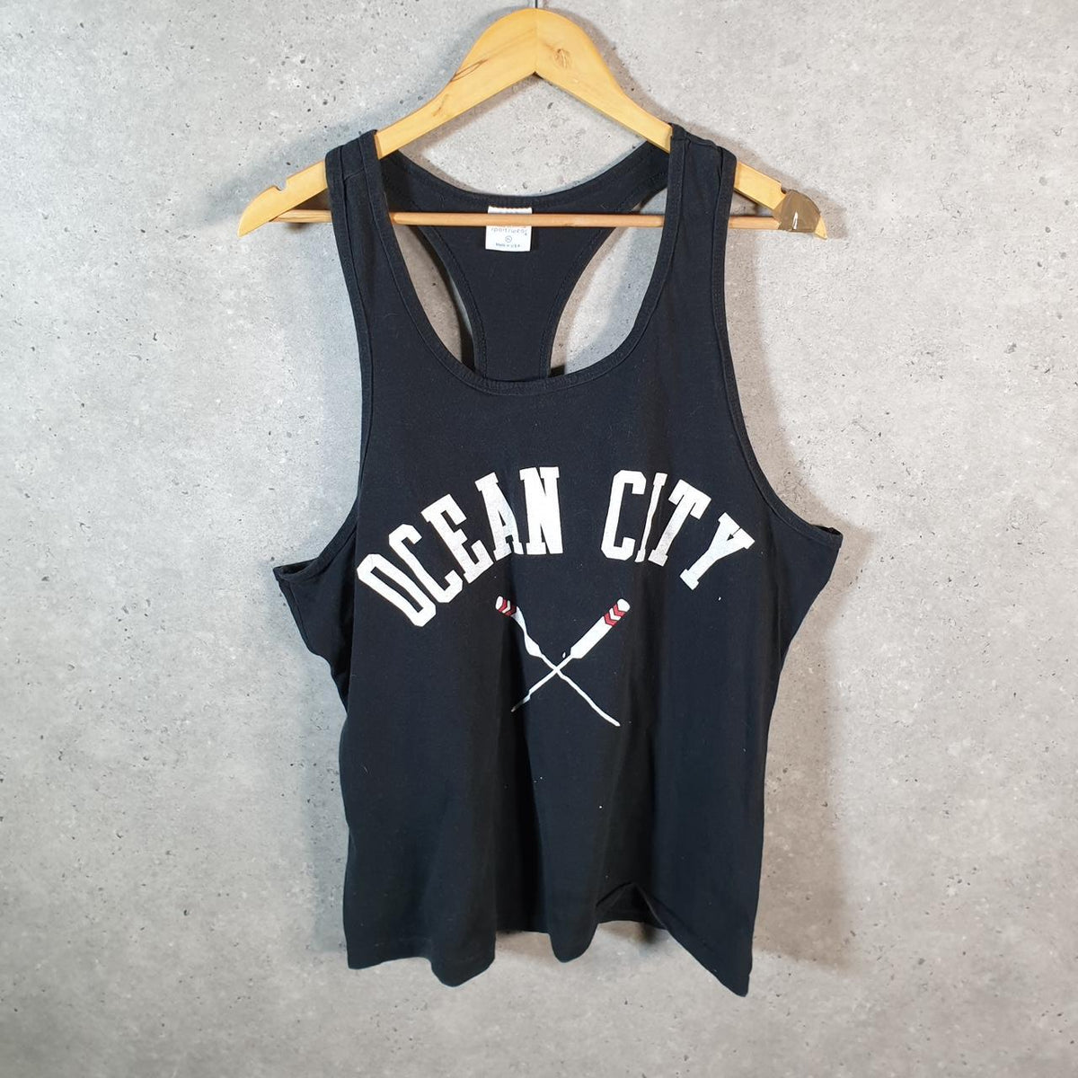 Vintage Rudman Ocean City 90s Graphic USA Single Stitch Vest Men’s XL Black