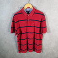 Vintage Tommy Hilfiger Polo Shirt Men’s XL Red Striped Performance Fit Embroidered Logo