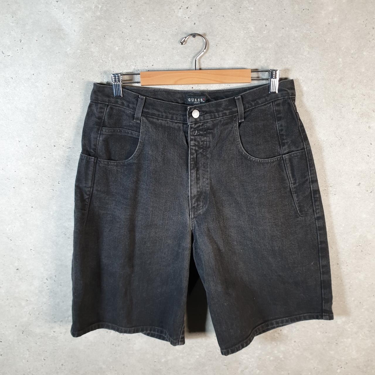 Vintage Guess Denim Shorts Jorts Cargo Men’s W34 Black Baggy Cotton