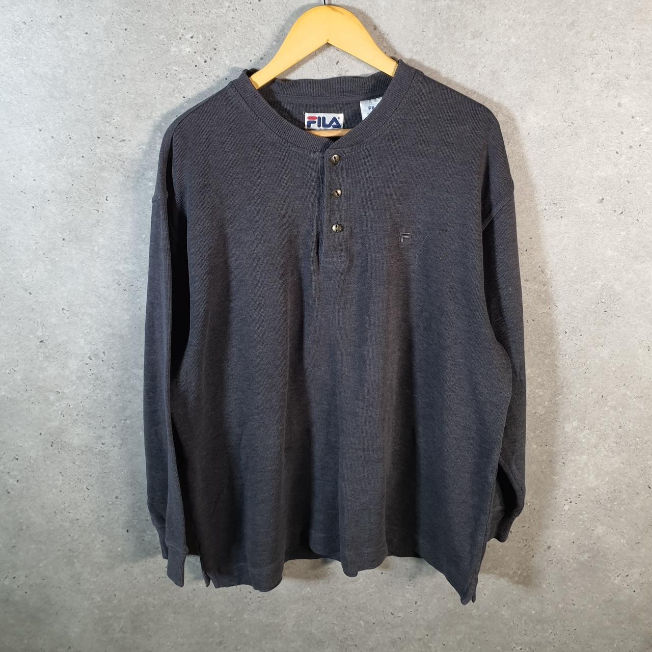 Vintage Fila 1/4 Button Knit Sweater Men’s XL Grey Y2K Pullover Casual