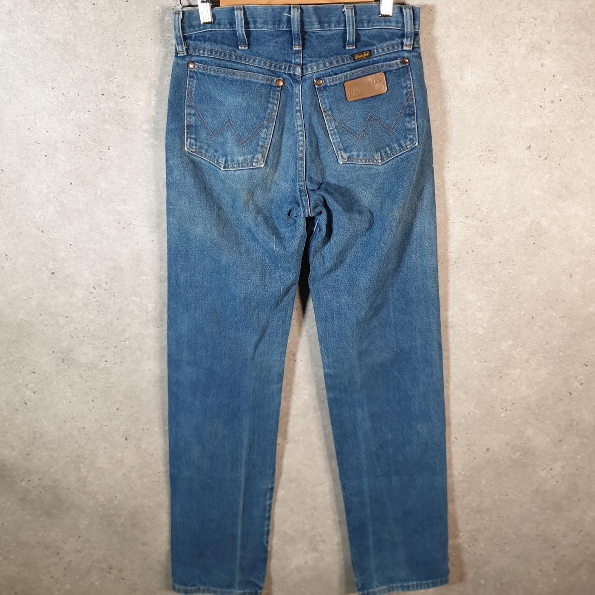 Vintage Wrangler Jeans Trousers Men’s W29 L34 Blue Logo Embroidered Big Fish Vintage