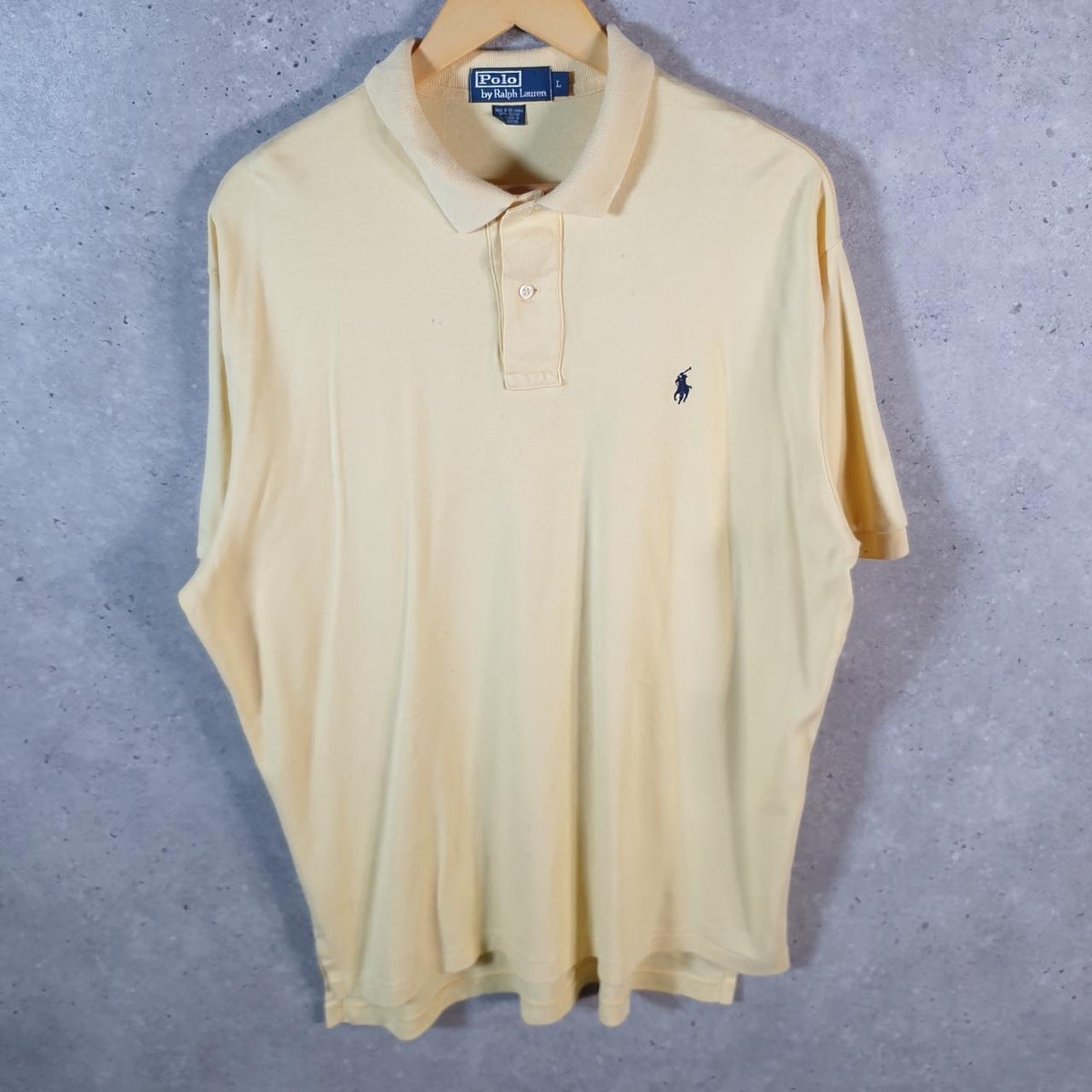 Vintage Ralph Lauren Polo Shirt Men’s Large Yellow Cotton Embroidered Pony