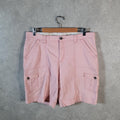 Vintage Lee Chino Shorts Jorts Cargo Womens W34 Pink Baggy Cotton A4396