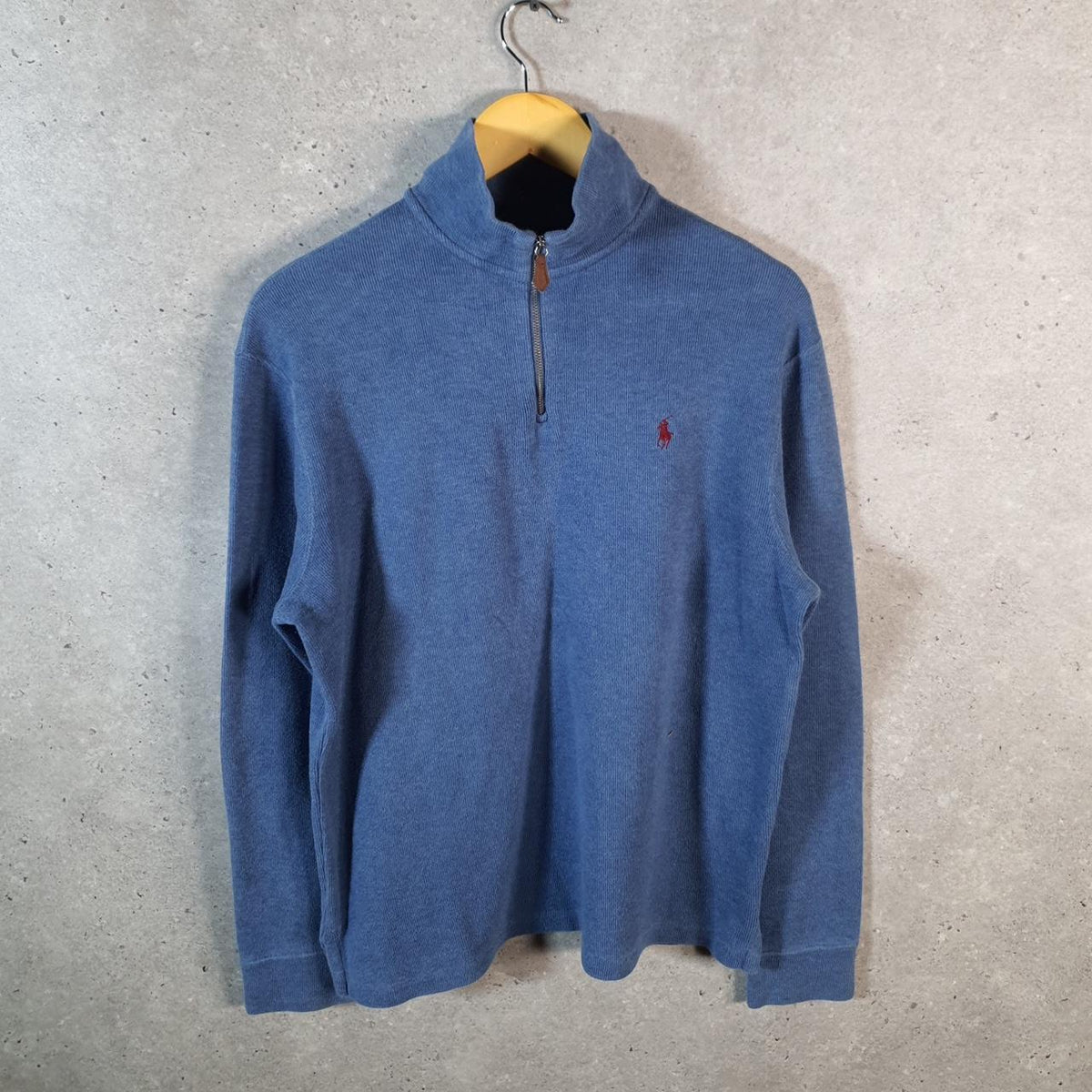 Vintage Ralph Lauren Polo 1/4 Zip Sweatshirt Men’s Medium Blue Pullover Pony C8830