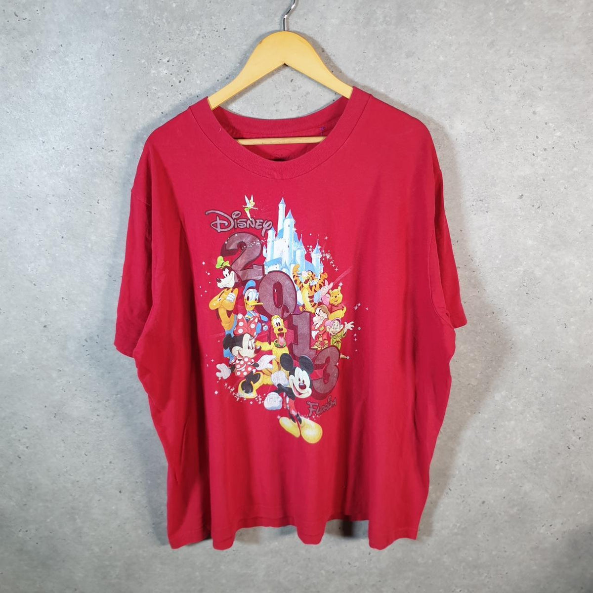 Vintage Disney Land Mickey Mouse 2013 T Shirt Womens 2XL Red Graphic Cartoon C9708
