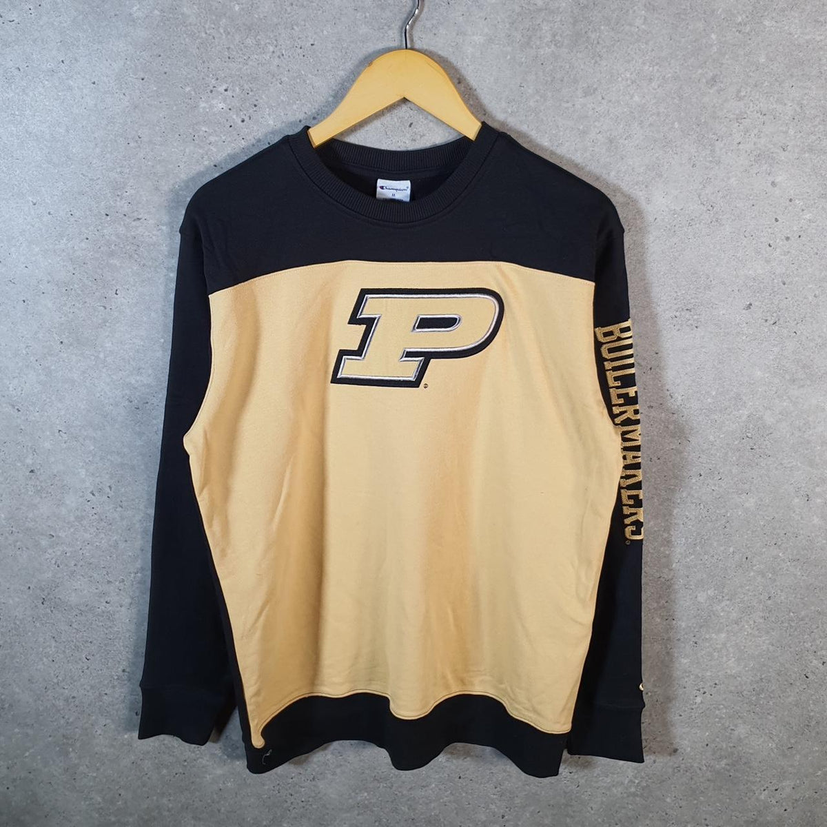 Vintage Champion Purdue Boilermakers Sweatshirt Mens Medium Black USA Embroidered
