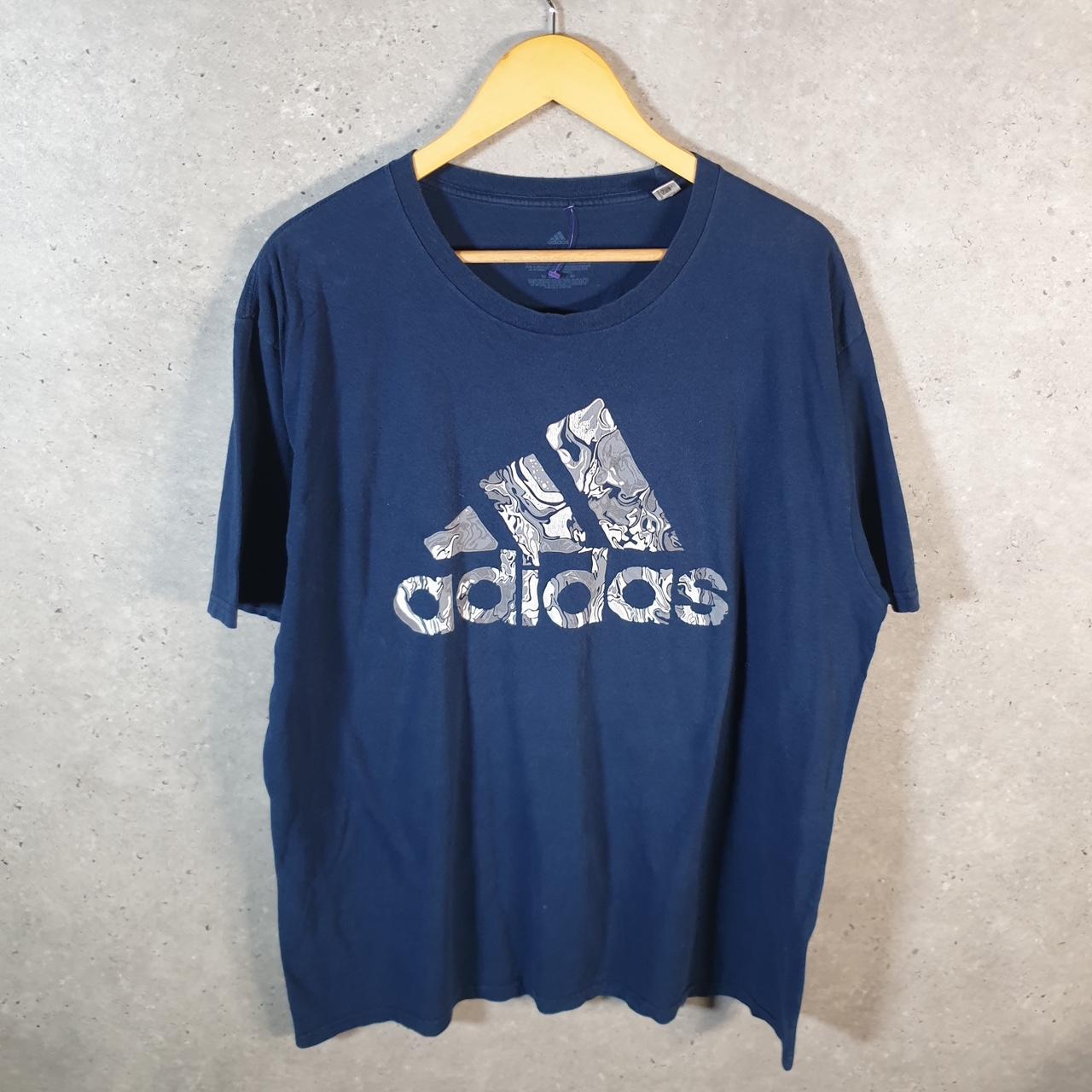Vintage Adidas Go To Tee Spellout T Shirt Men’s XL Navy Blue Three Stripes Athletic