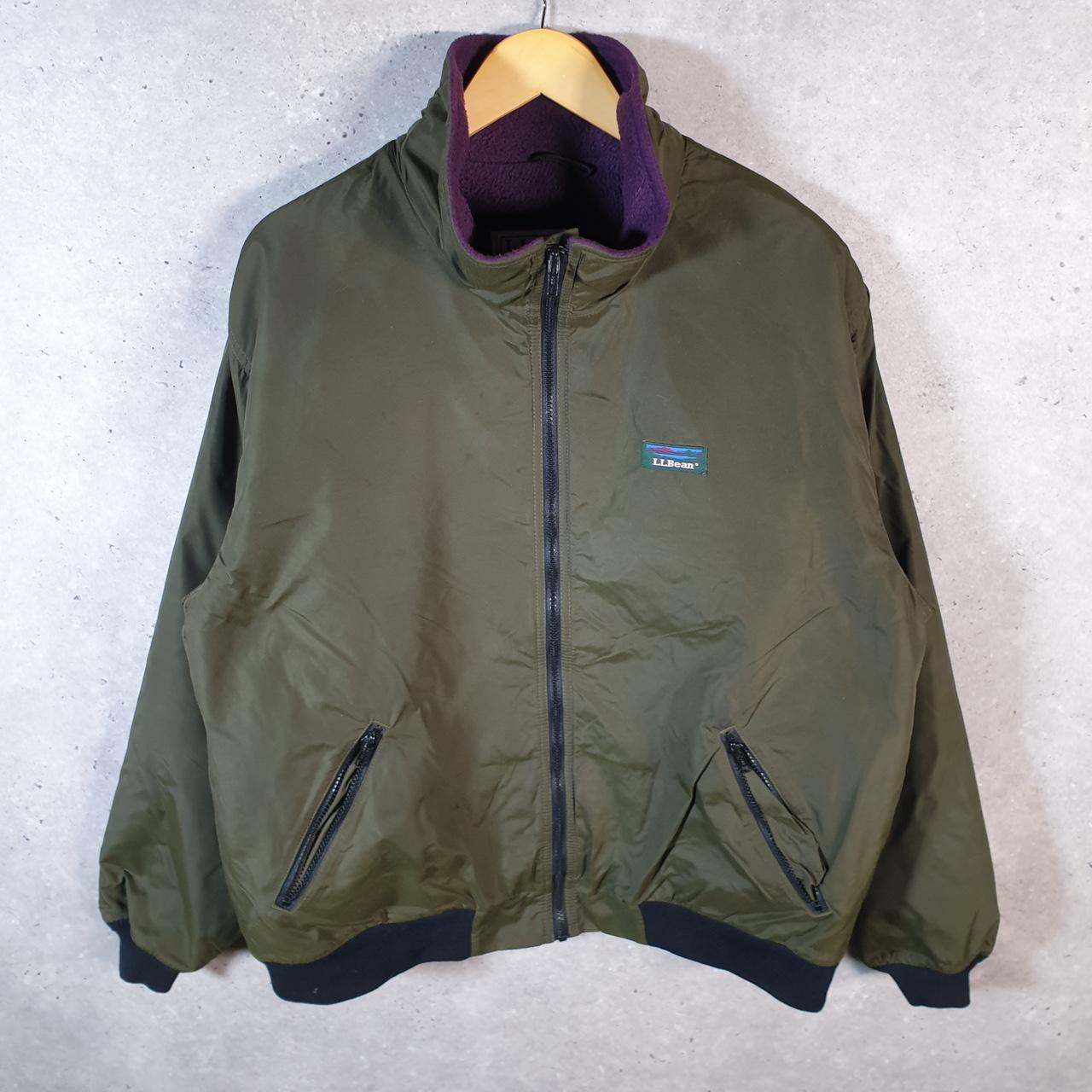 Vintage L.L. Bean USA Outdoors Nylon Jacket Mens Large Khaki Green Waterproof Hooded