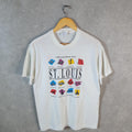 Vintage Sof Tee TeeJays St Louis 90s USA Single Stitch T Shirt Men’s Large White C8816