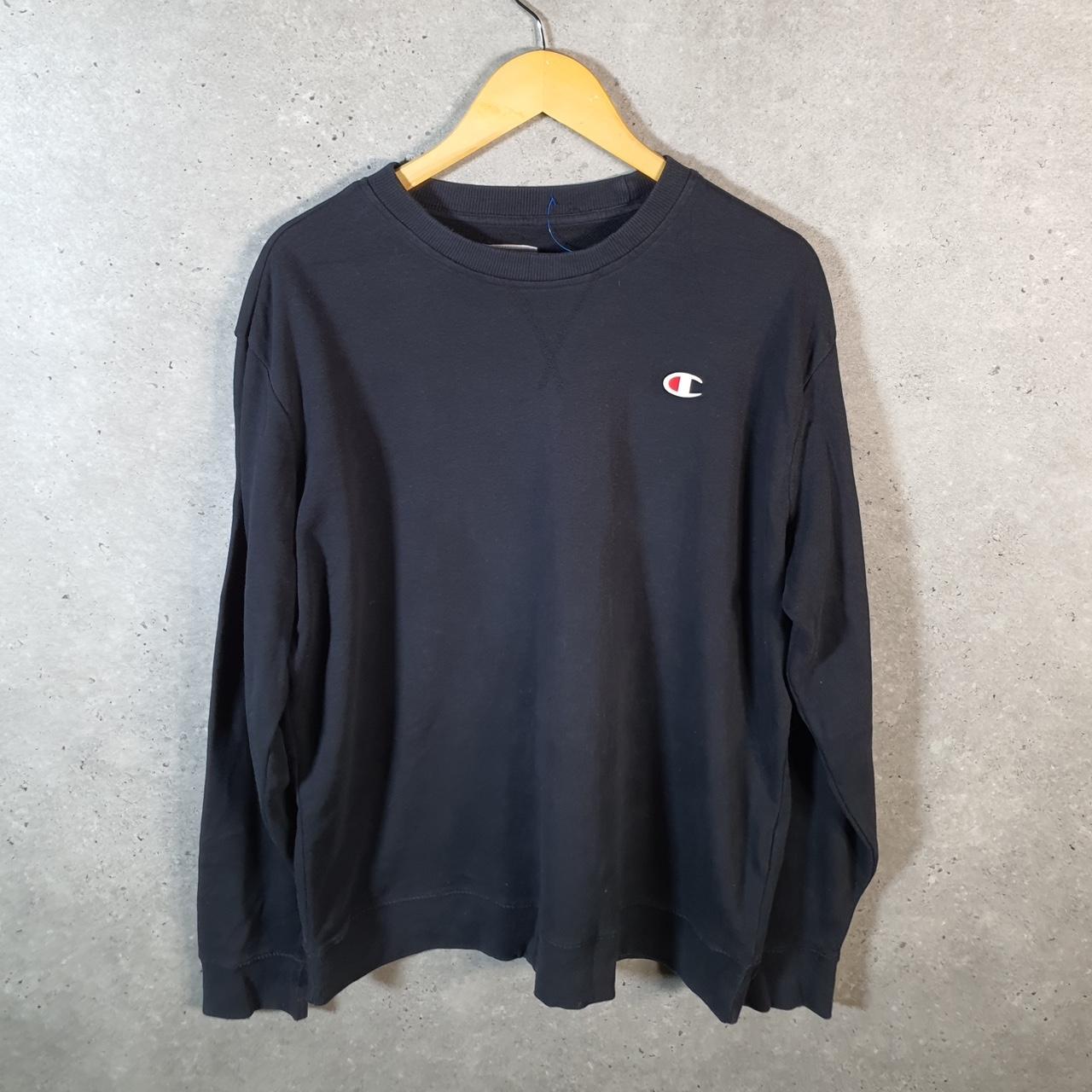 Vintage Champion Sweatshirt Men’s Large Black USA Pullover Spellout Logo