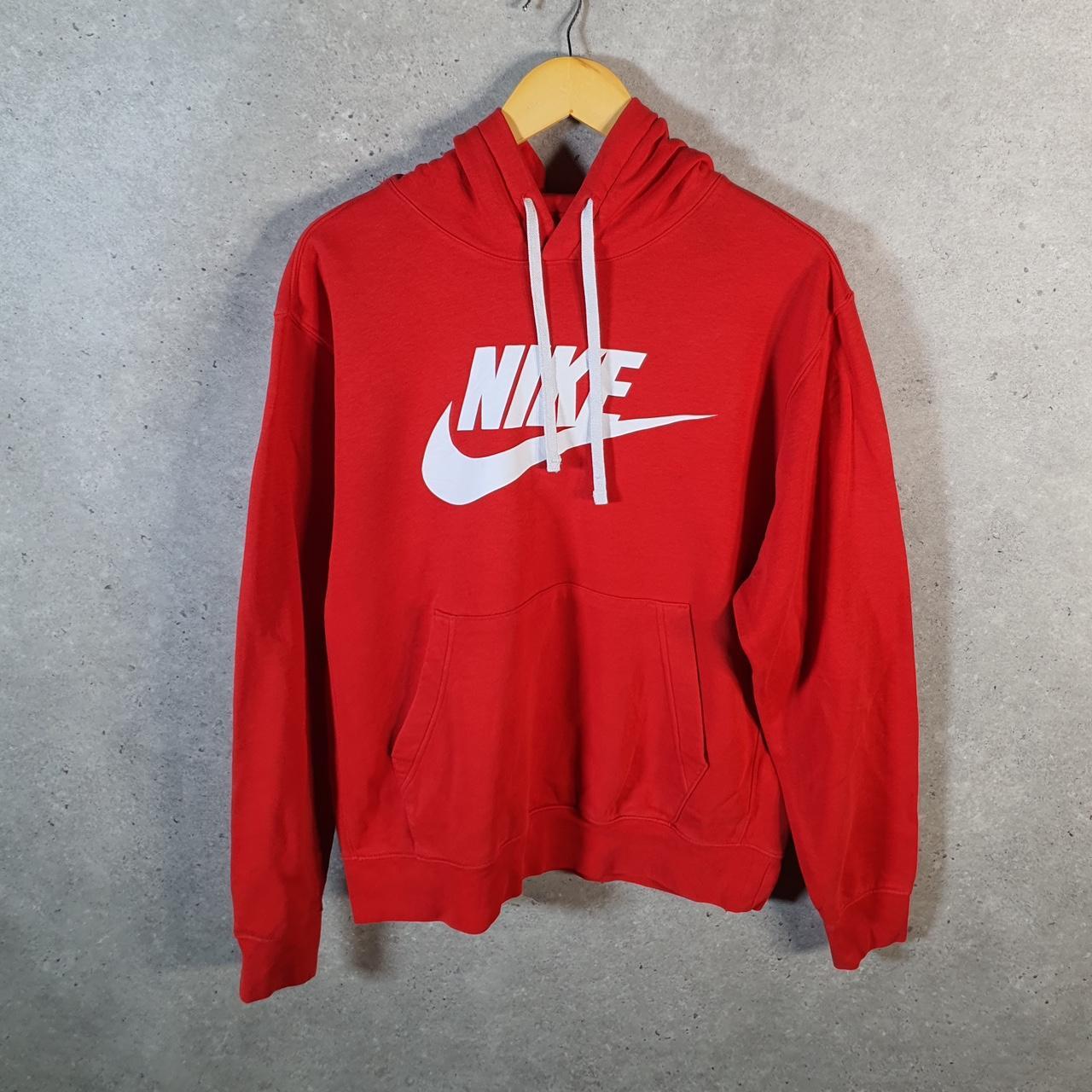 Vintage Nike Club Hoodie Men’s Medium Red Swoosh Y2K Pullover