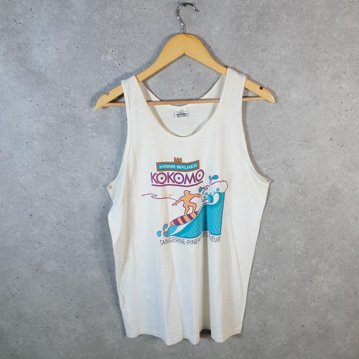 Vintage Belton Kokomo Hiram Walker 90s USA Single Stitch Vest Men’s Medium White