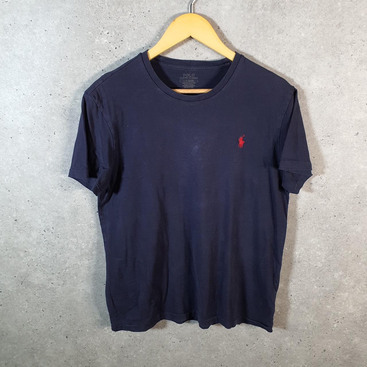 Vintage Ralph Lauren Polo T Shirt Men’s Large Blue Embroidered Custom Slim Fit Pony