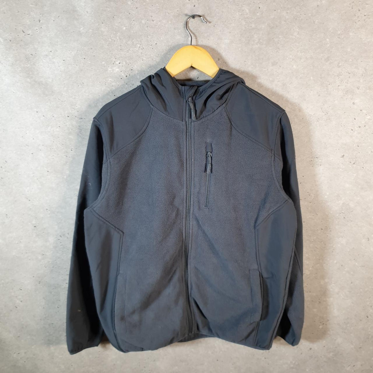 Reebok Full Zip Fleece Hoodie Mens Medium Grey Embroidered Logo