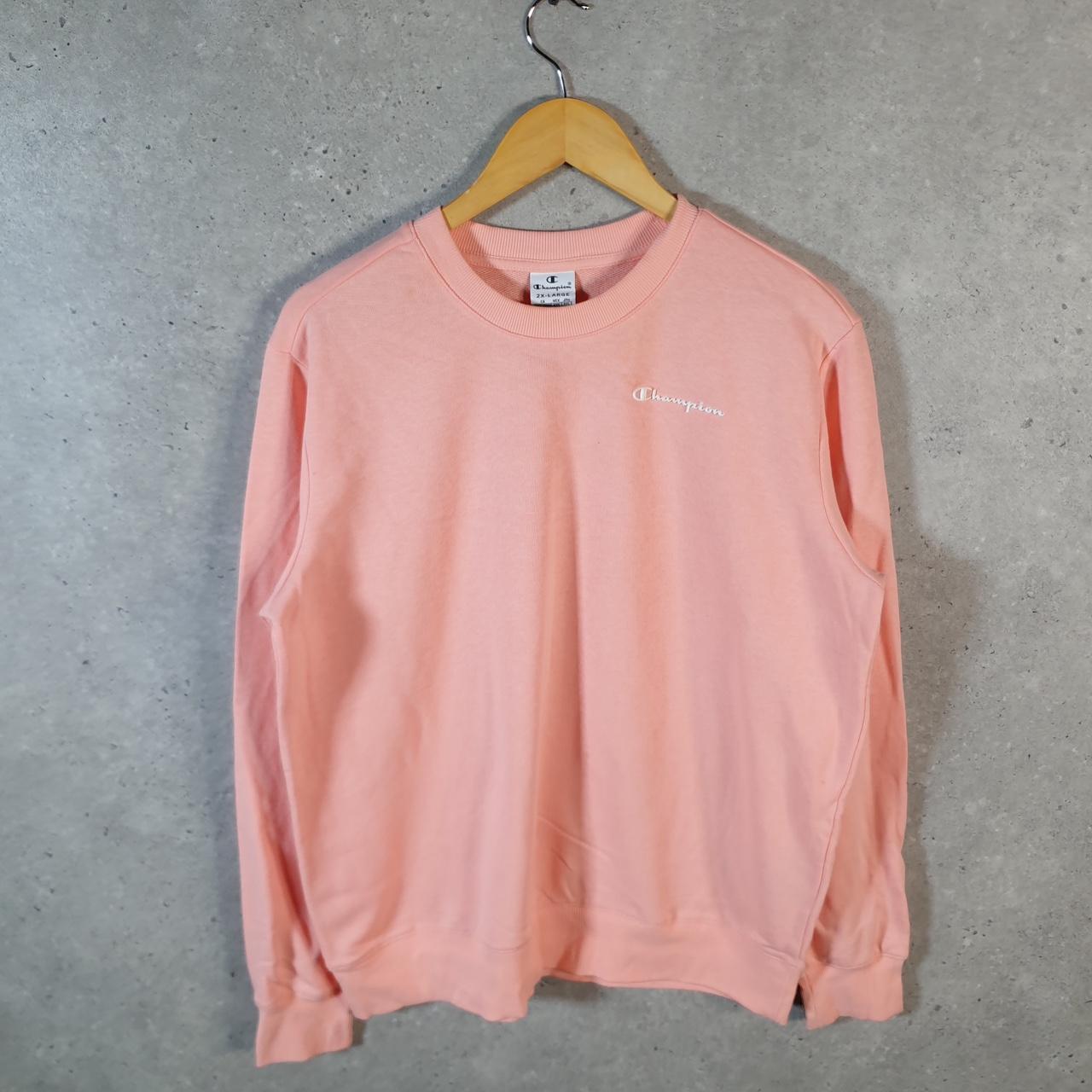 Vintage Champion Sweatshirt Womens 2XL Pink USA Pullover Spellout Logo
