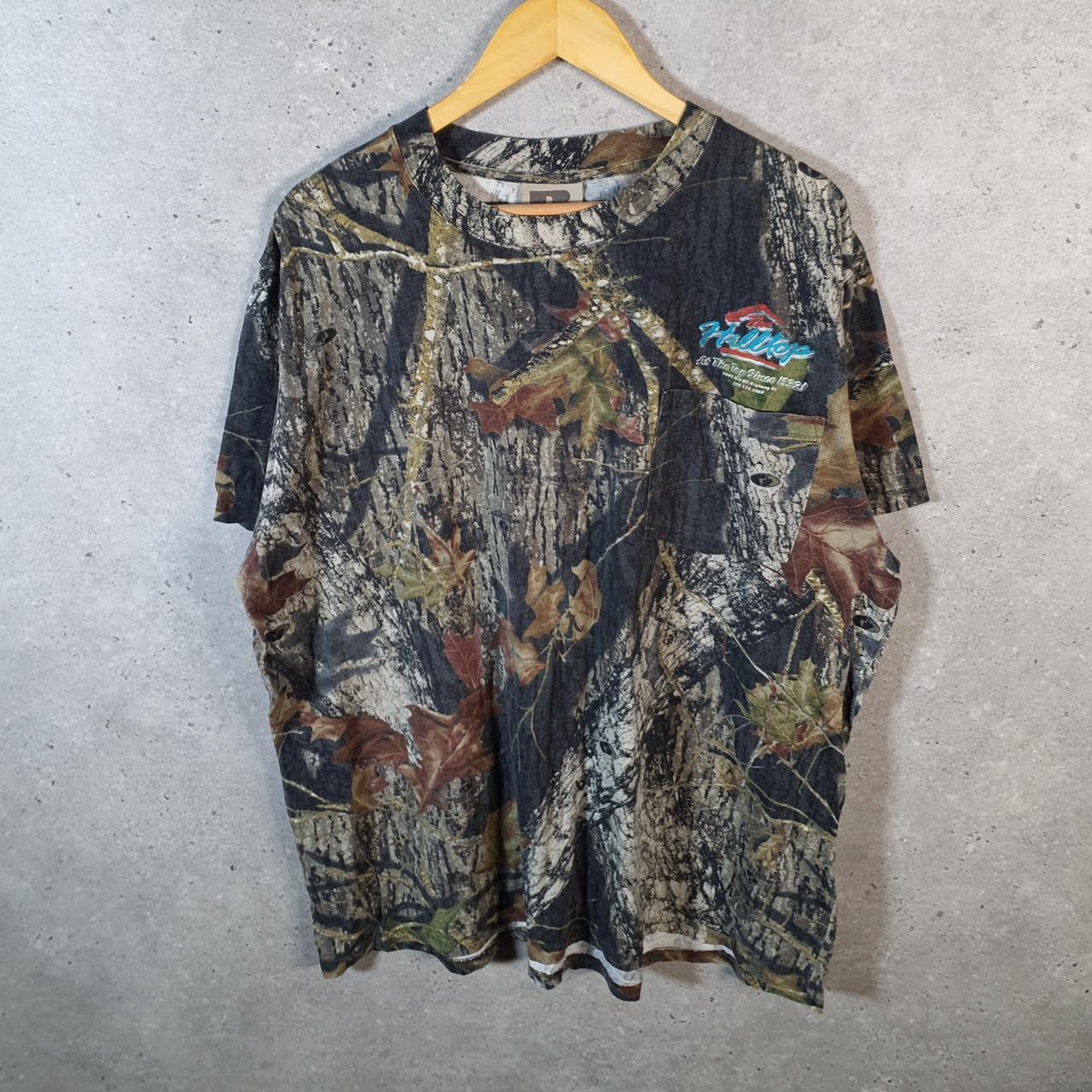 Vintage Russell Outdoors RealTree Camoflauge T Shirt Men’s XL Green Camo Short Sleeve