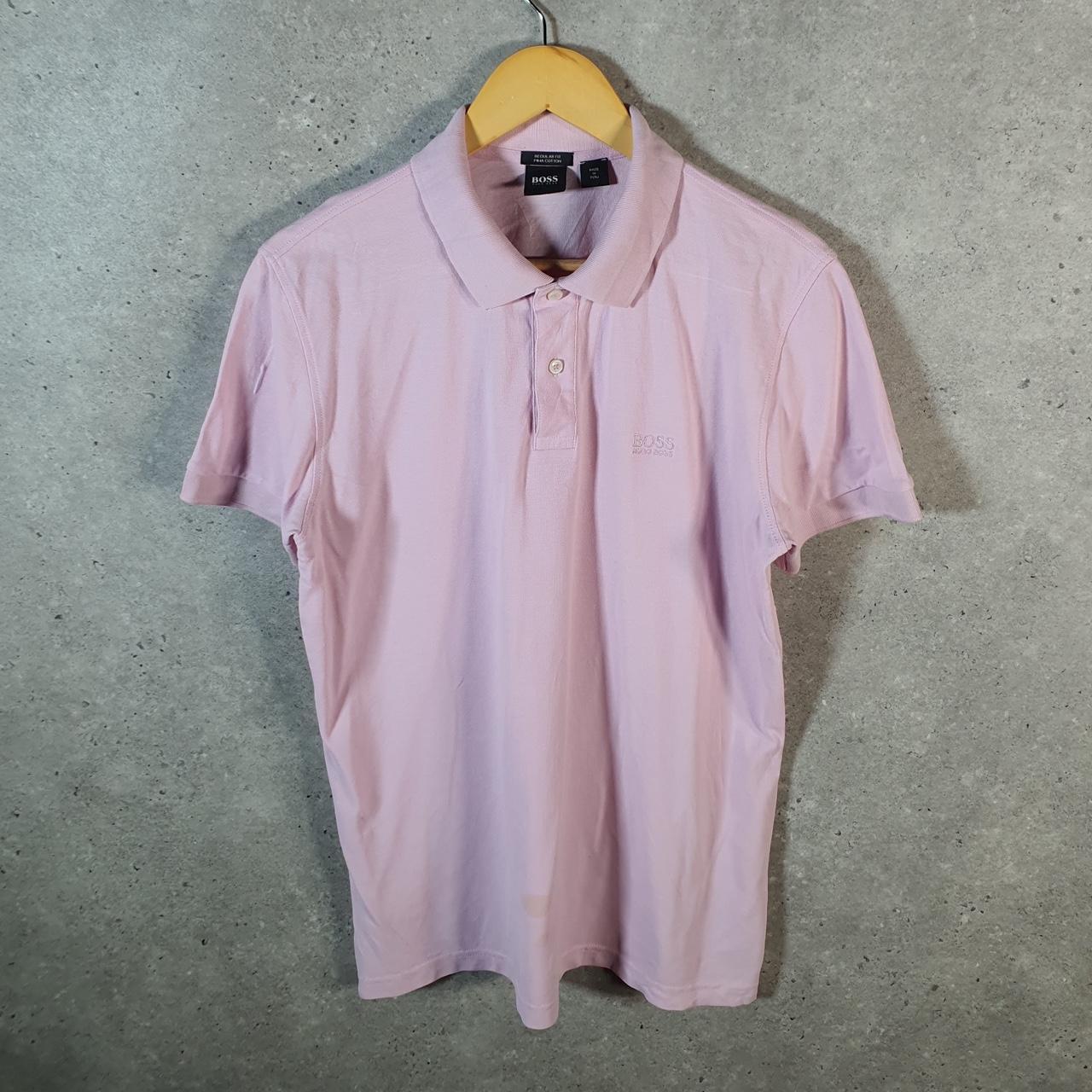 Vintage Hugo Boss Polo Shirt Men’s Large Pink Embroidered Logo Casual