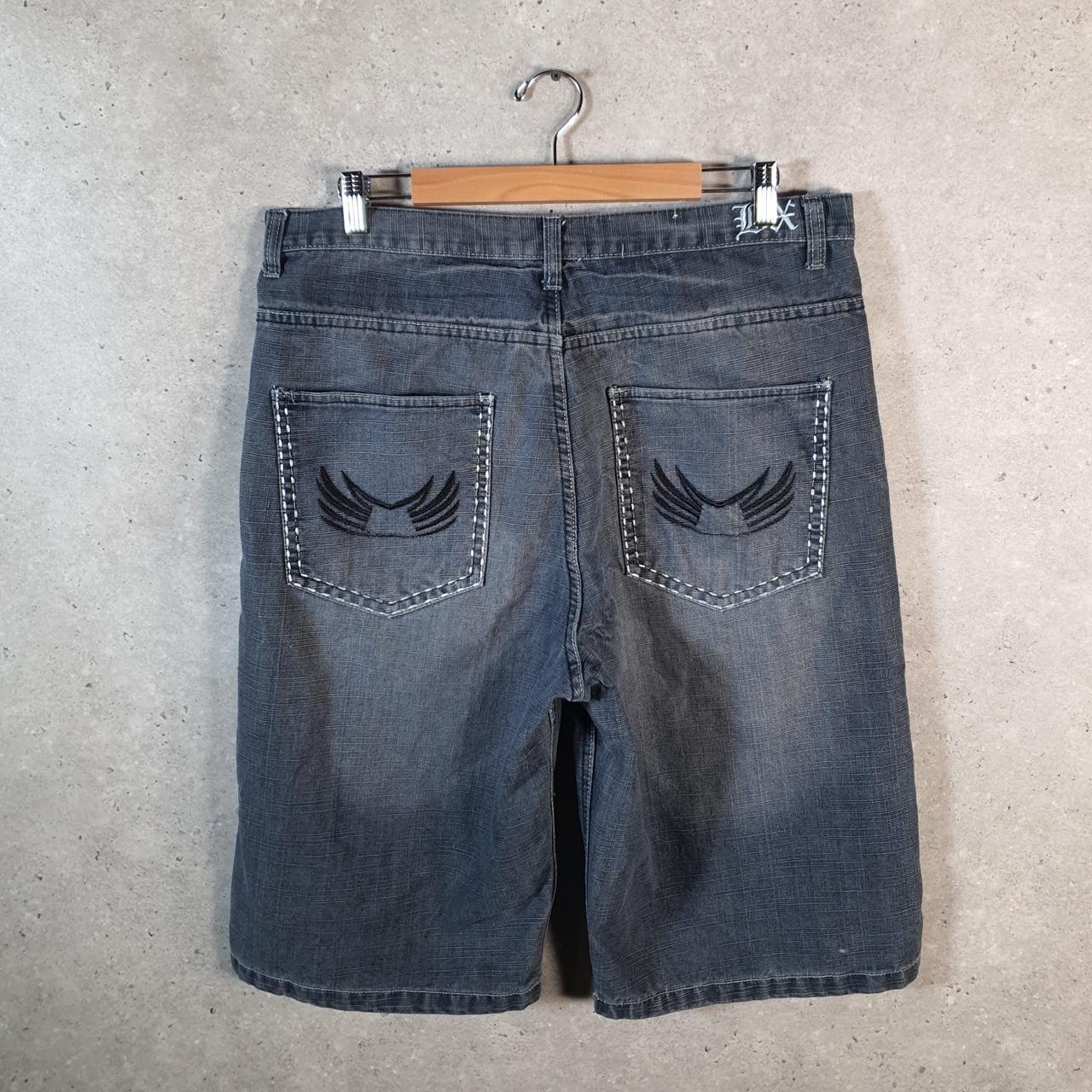 Vintage Brooklyn Express Baggy Y2K Hip Hop Jorts Shorts Mens W36 Grey Denim USA A4668