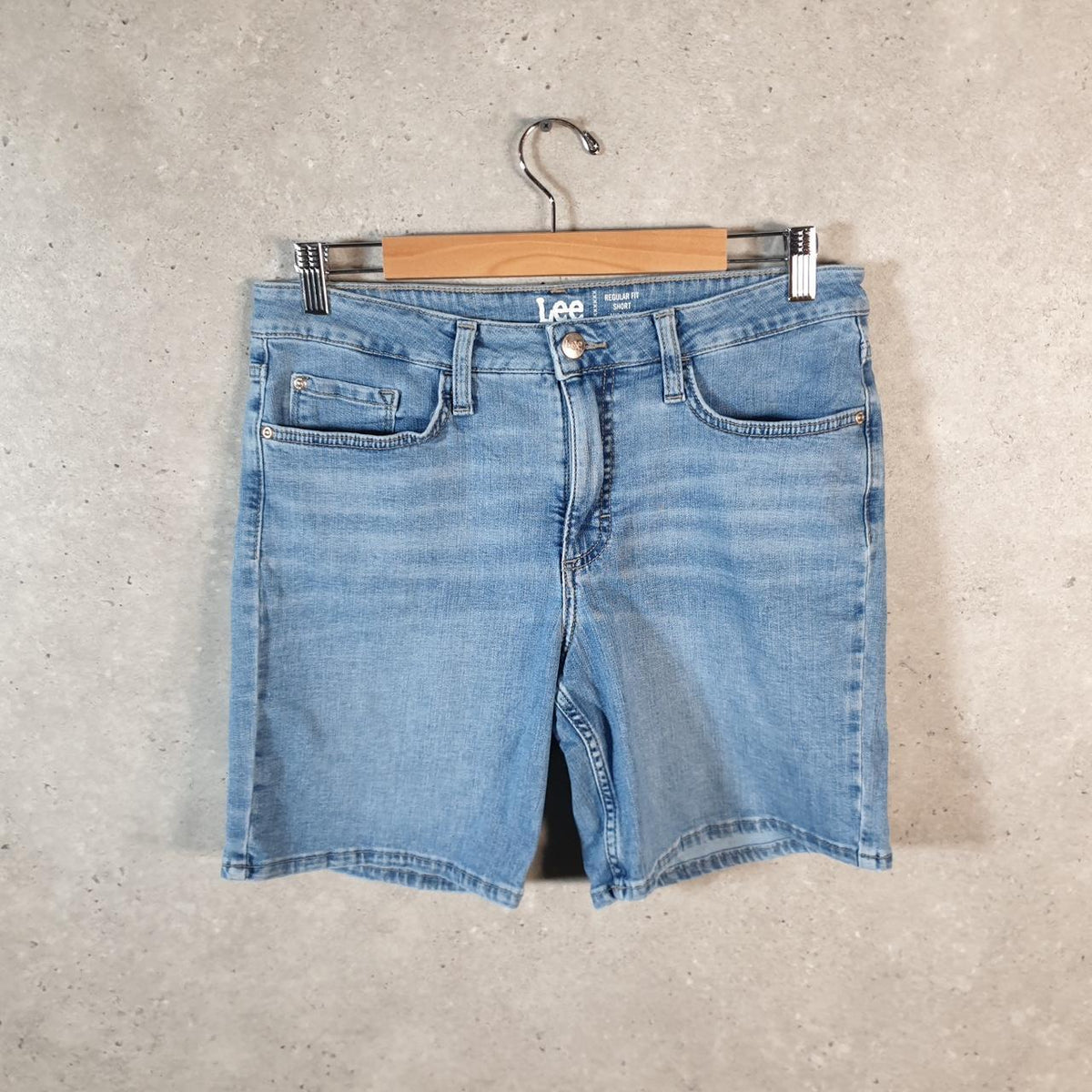 Vintage Lee Baggy Shorts Jorts Cargo Womens W32 Blue Relaxed Denim