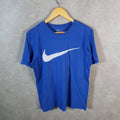 Vintage Nike Graphic Spellout T Shirt Men’s Medium Blue Logo Swoosh Athletic