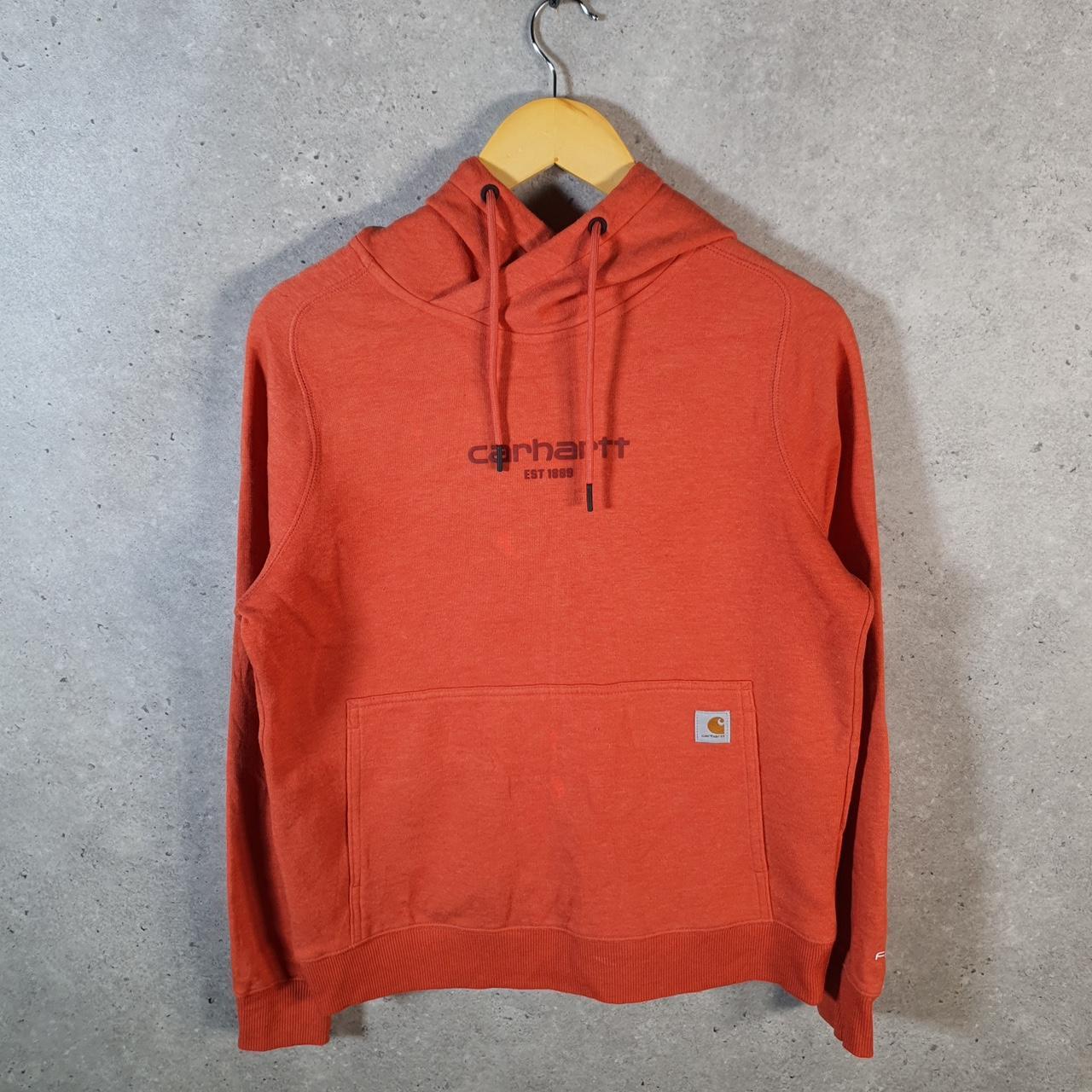 Vintage Carhartt Hoodie Womens Small Red Pullover Blank USA Relaxed Fit