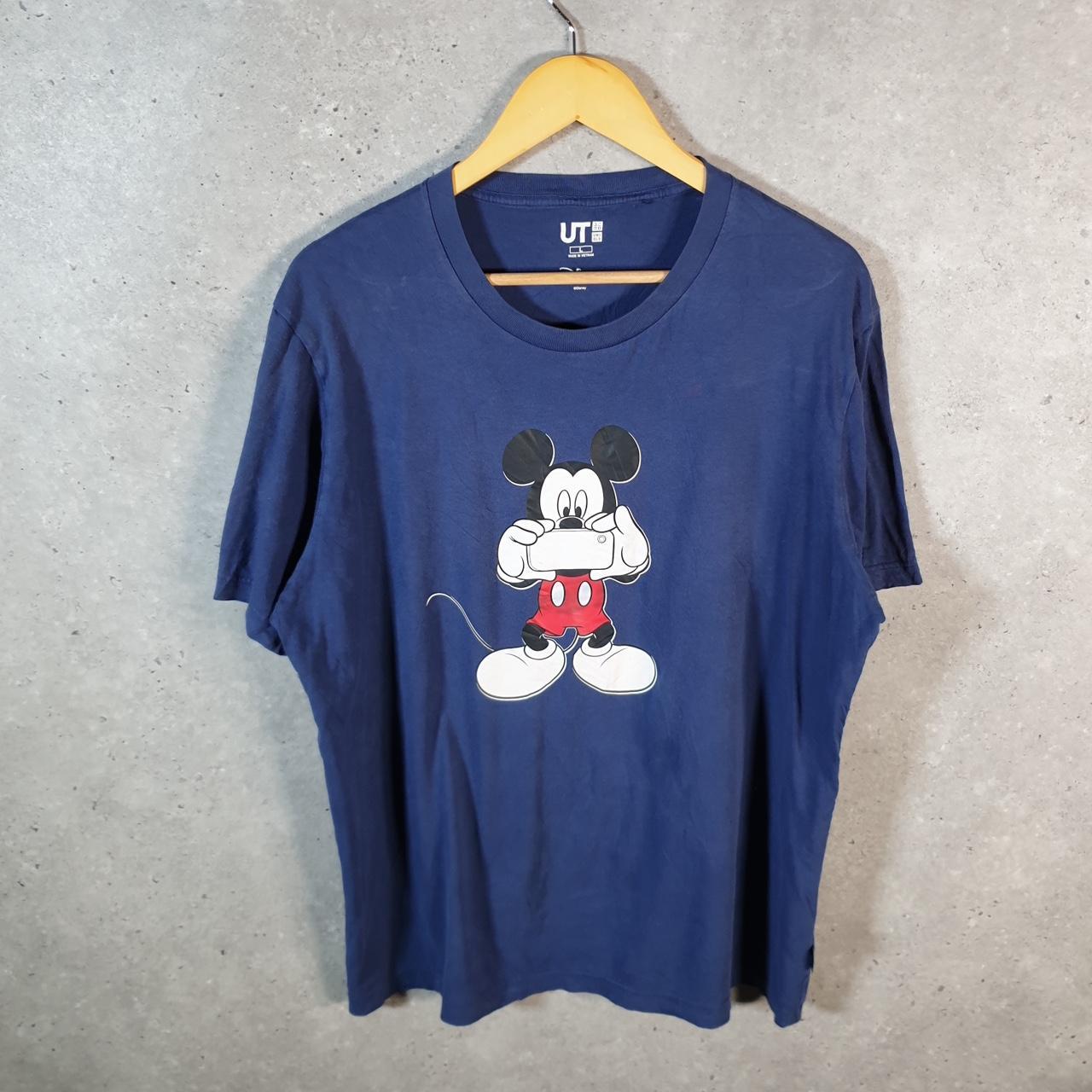 Vintage Uniqlo Disney Land Mickey Mouse T Shirt Men’s Large Navy Blue Graphic Cartoon