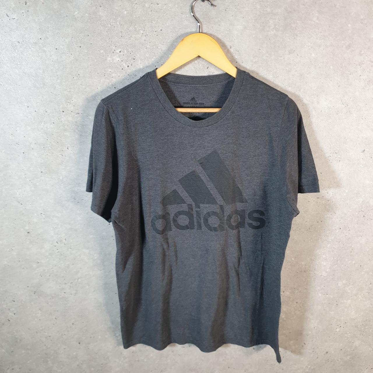 Vintage Adidas Amplifier T Shirt Men’s Medium Grey Three Stripes Logo Athletic