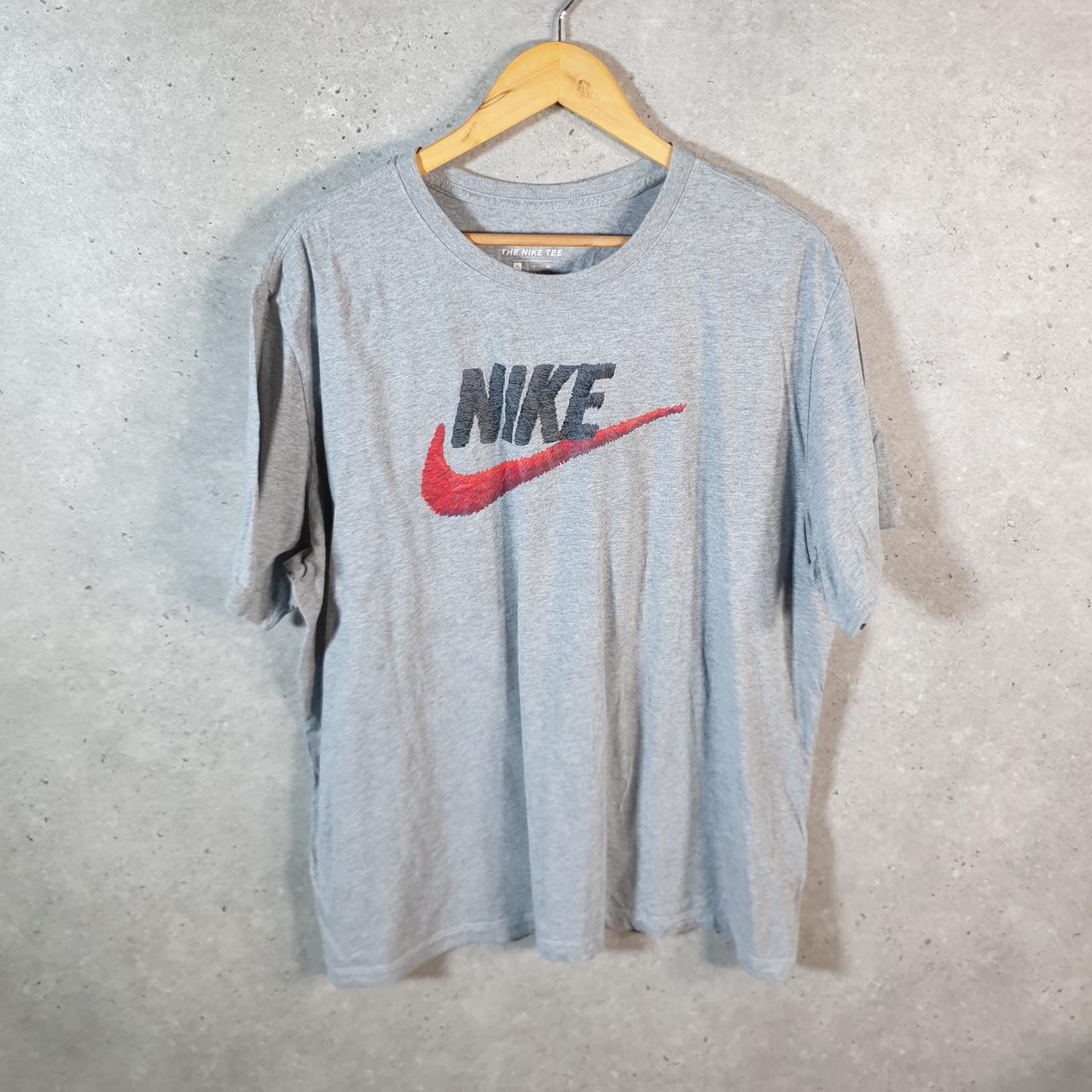 Vintage Nike T Shirt Men’s XL Grey Printed Single Swoosh Logo Athletic C8290