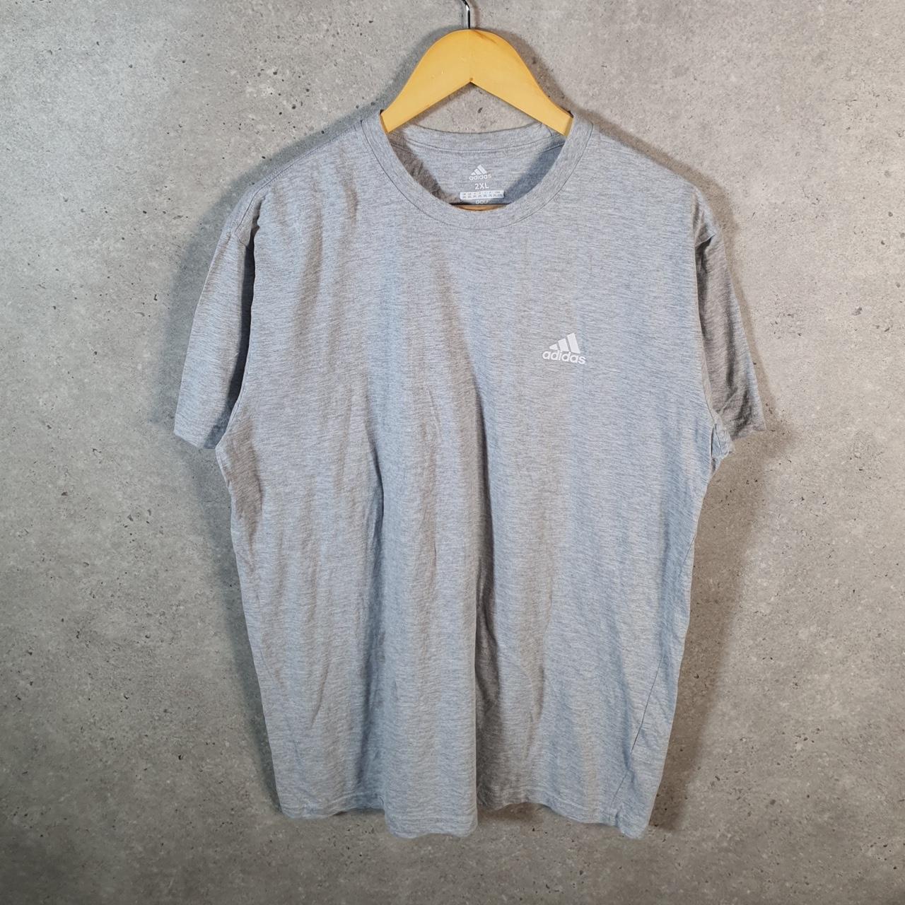 Vintage Adidas Golf T Shirt Men’s 2XL Grey Three Stripes Logo Athletic