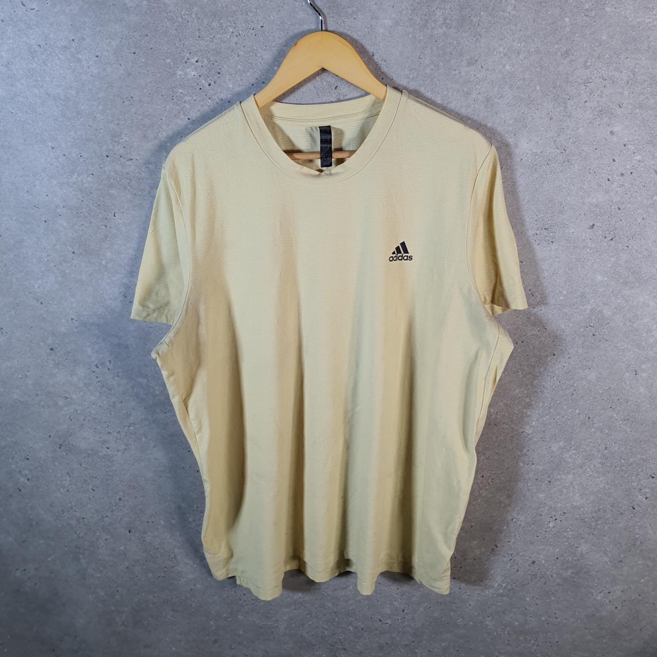 Vintage Adidas Spellout Retro T Shirt Men’s XL Yellow Three Stripes Logo
