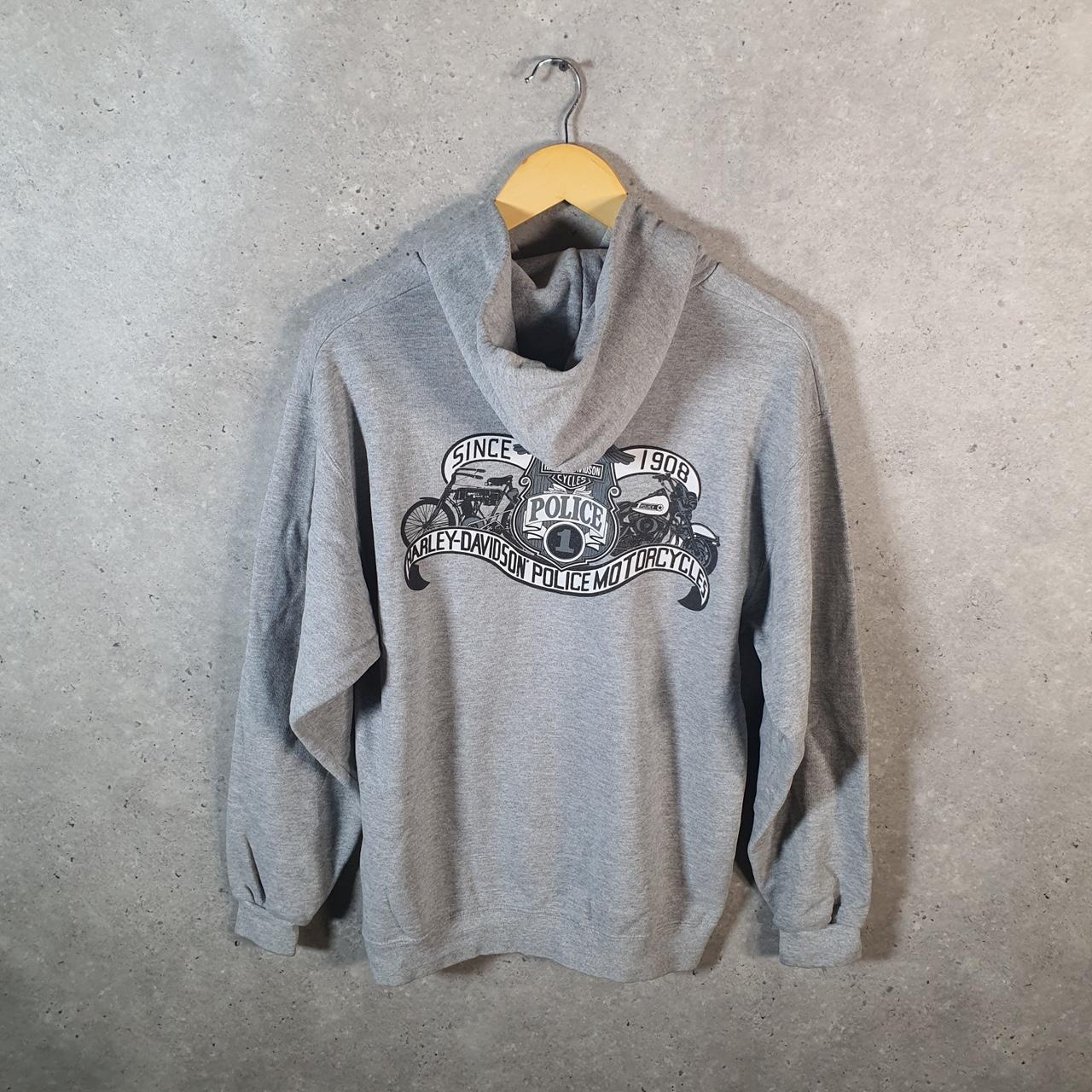 Vintage Harley Davidson Motorcycle Hoodie Mens Medium Grey Pullover USA