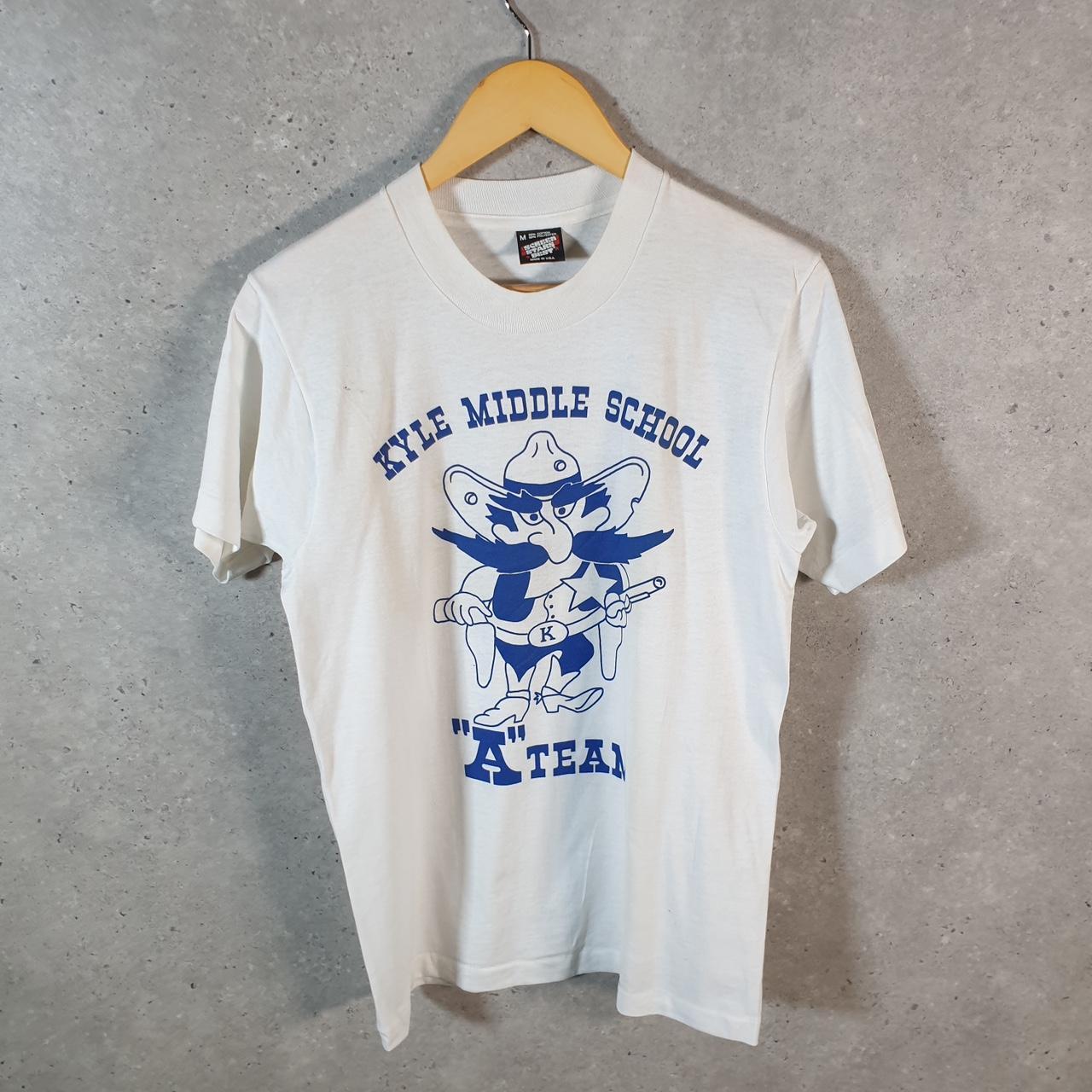Vintage Screen Stars Kyle Middle School A Team USA Single Stitch T Shirt Men’s Medium White