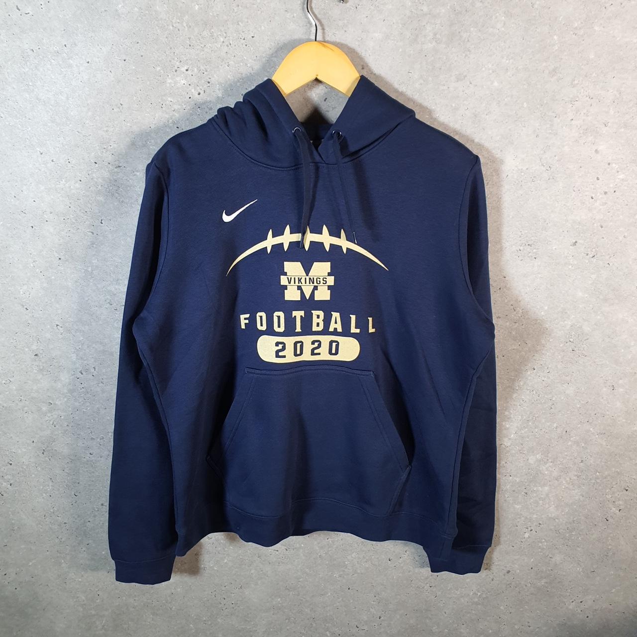 Vintage Nike Michigan Football USA Hoodie Womens XL Blue Swoosh Y2K Pullover