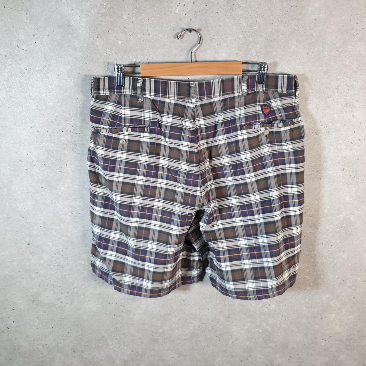 Vintage Ralph Lauren Polo Chino Shorts Jorts USA Mens W36 Checkered Baggy Cotton