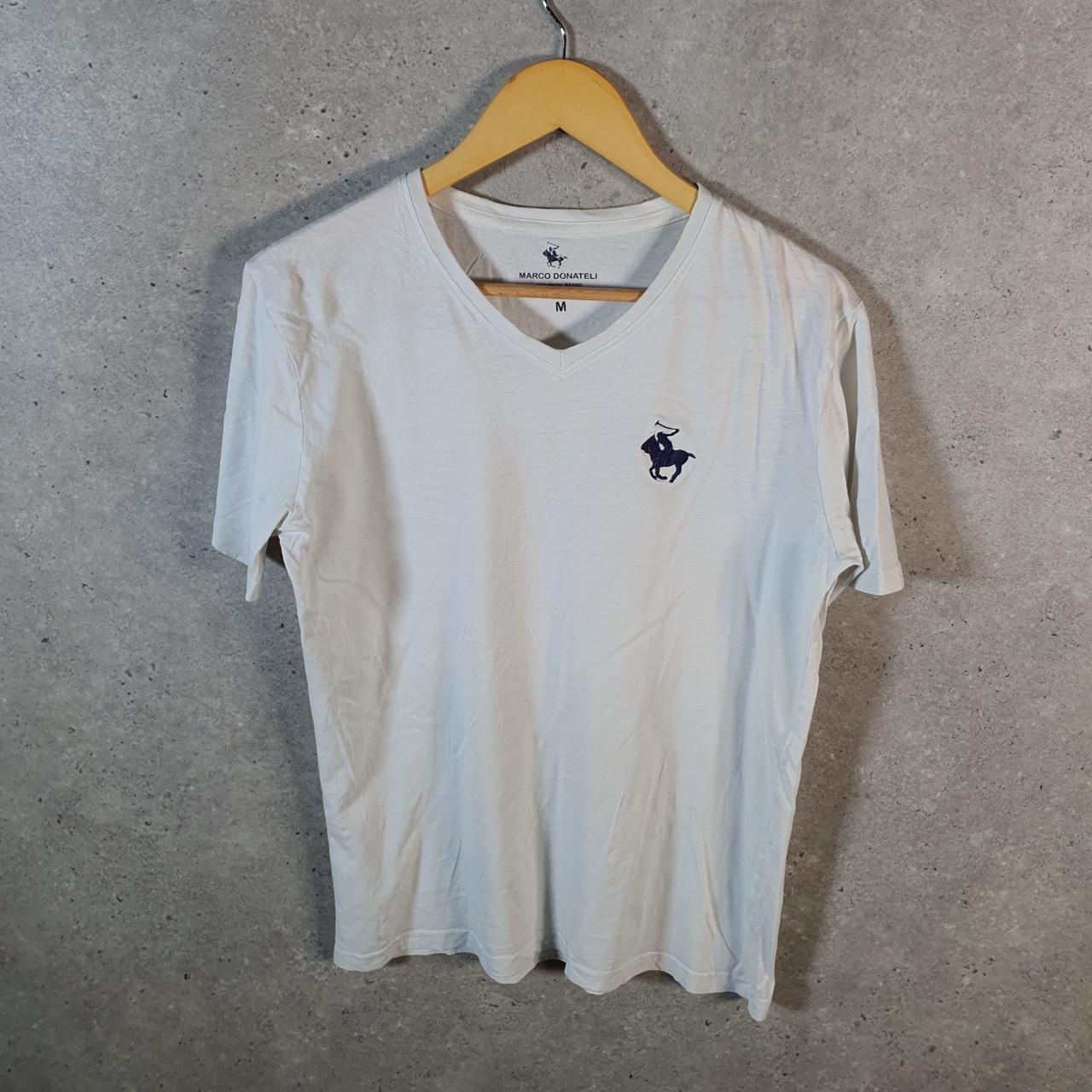 Vintage Marco Donateli Embroidered Logo T Shirt Mens Medium White Athletic Casual