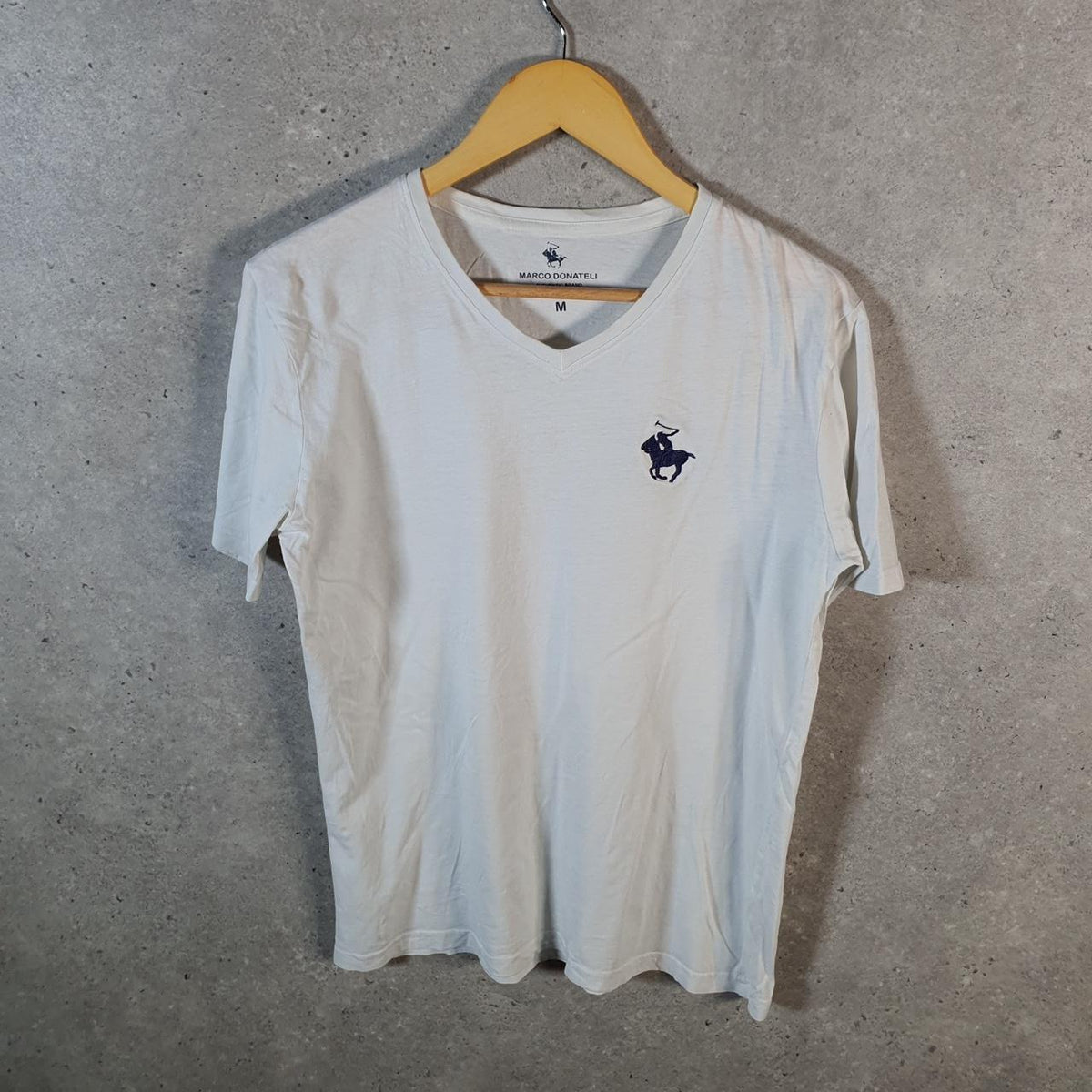Vintage Marco Donateli Embroidered Logo T Shirt Mens Medium White Athletic Casual