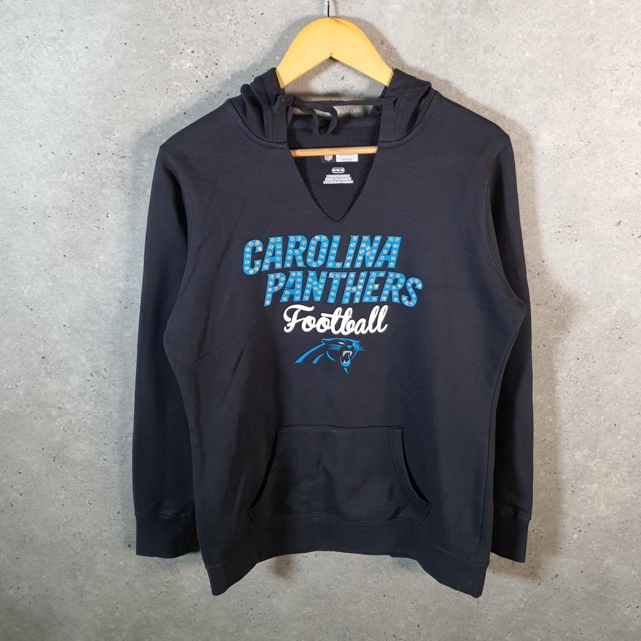 Vintage NFL Carolina Panthers Hoodie Womens Medium Black Pullover USA Pro Sport