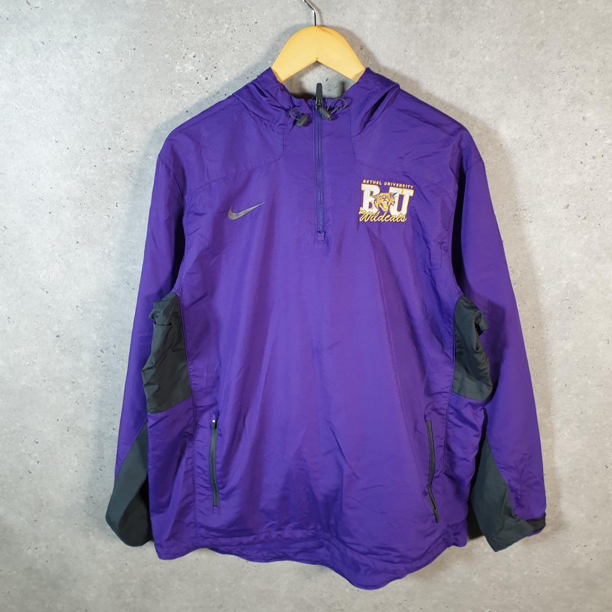 Vintage Nike Windbreaker Track Jacket Mens XL Purple USA Swoosh 1/4 Zip USA