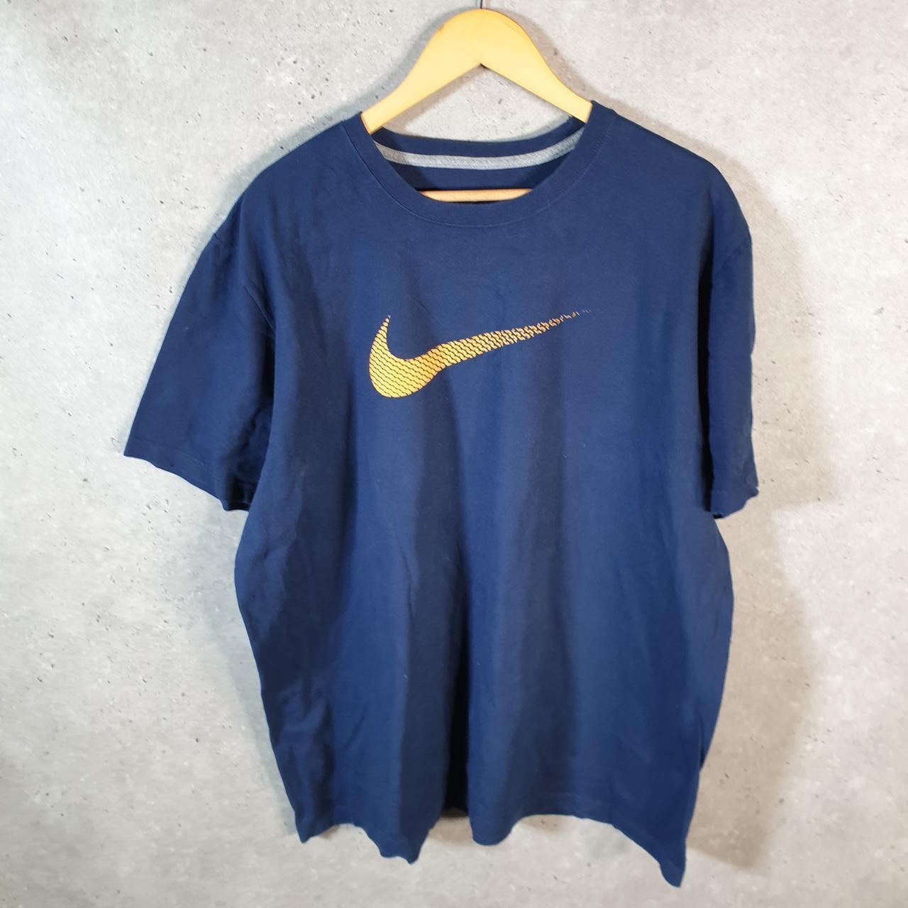 Vintage Nike Spellout Club T Shirt Men’s 2XL Navy Blue Logo Swoosh Athletic