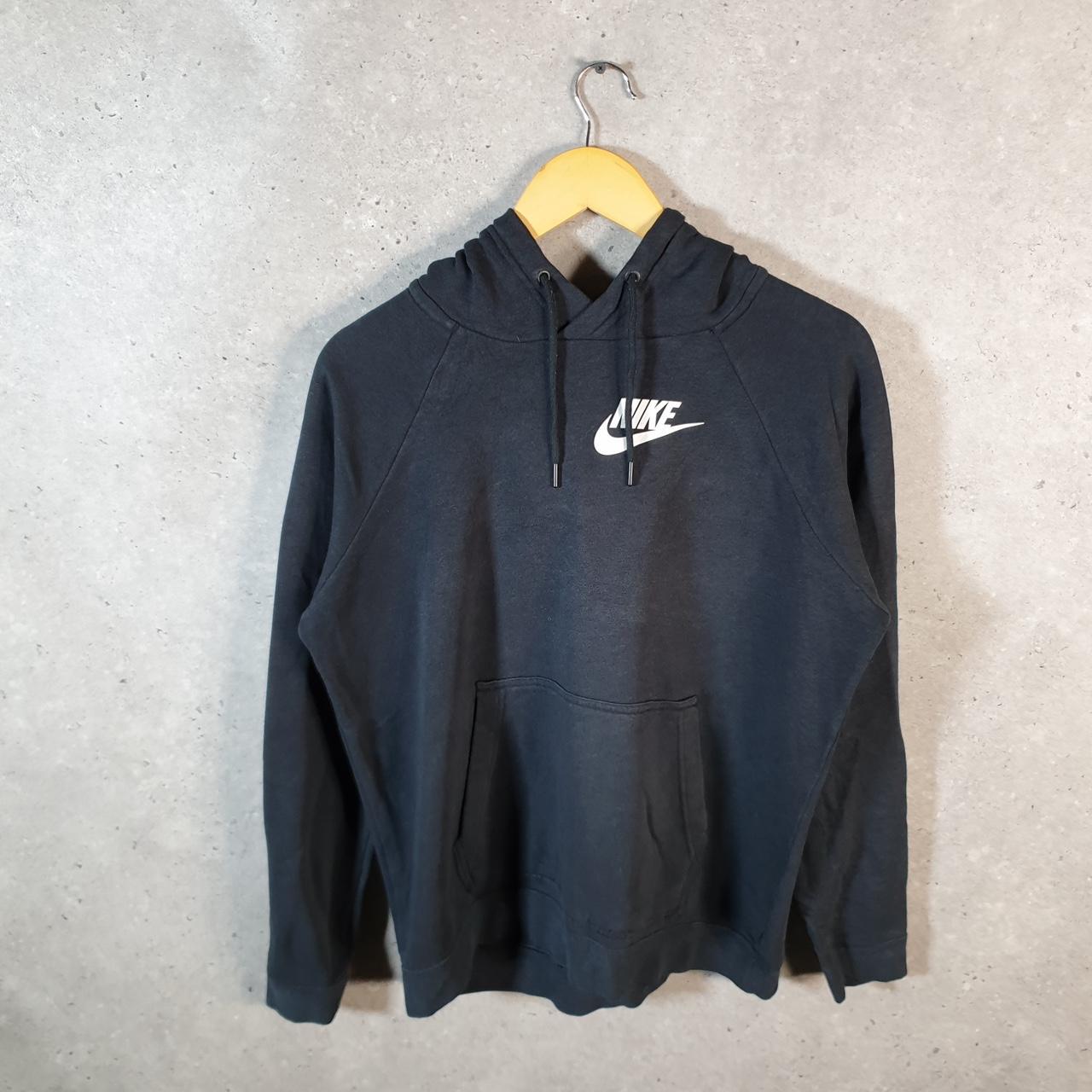 Vintage Nike Club Spellout Hoodie Womens Medium Black Swoosh Y2K Pullover