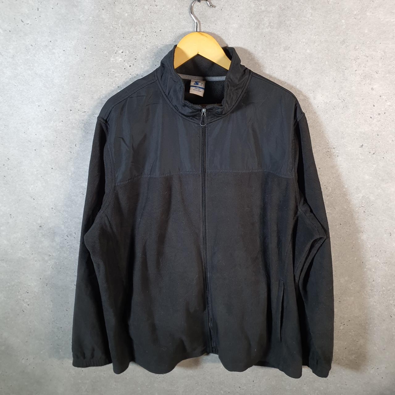 Vintage Starter Full Zip Fleece Sweatshirt Mens 2XL Black Logo Winter