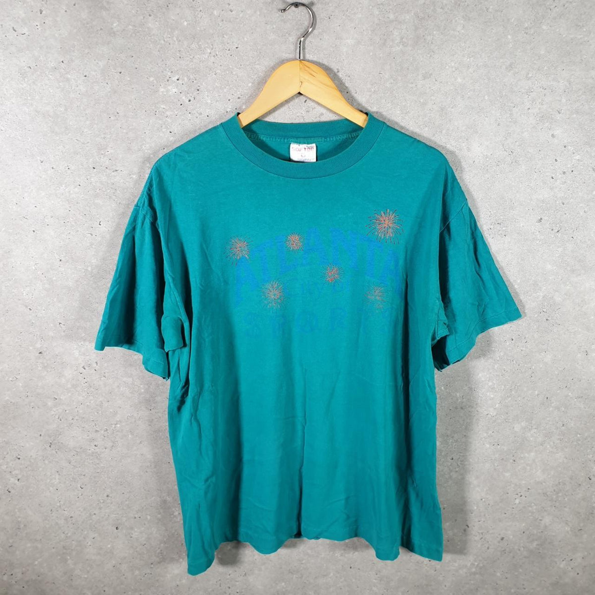 Vintage Sof Tee TeeJays Atlanta City Single Stitch T Shirt Men’s XL Blue Big Fish Vintage