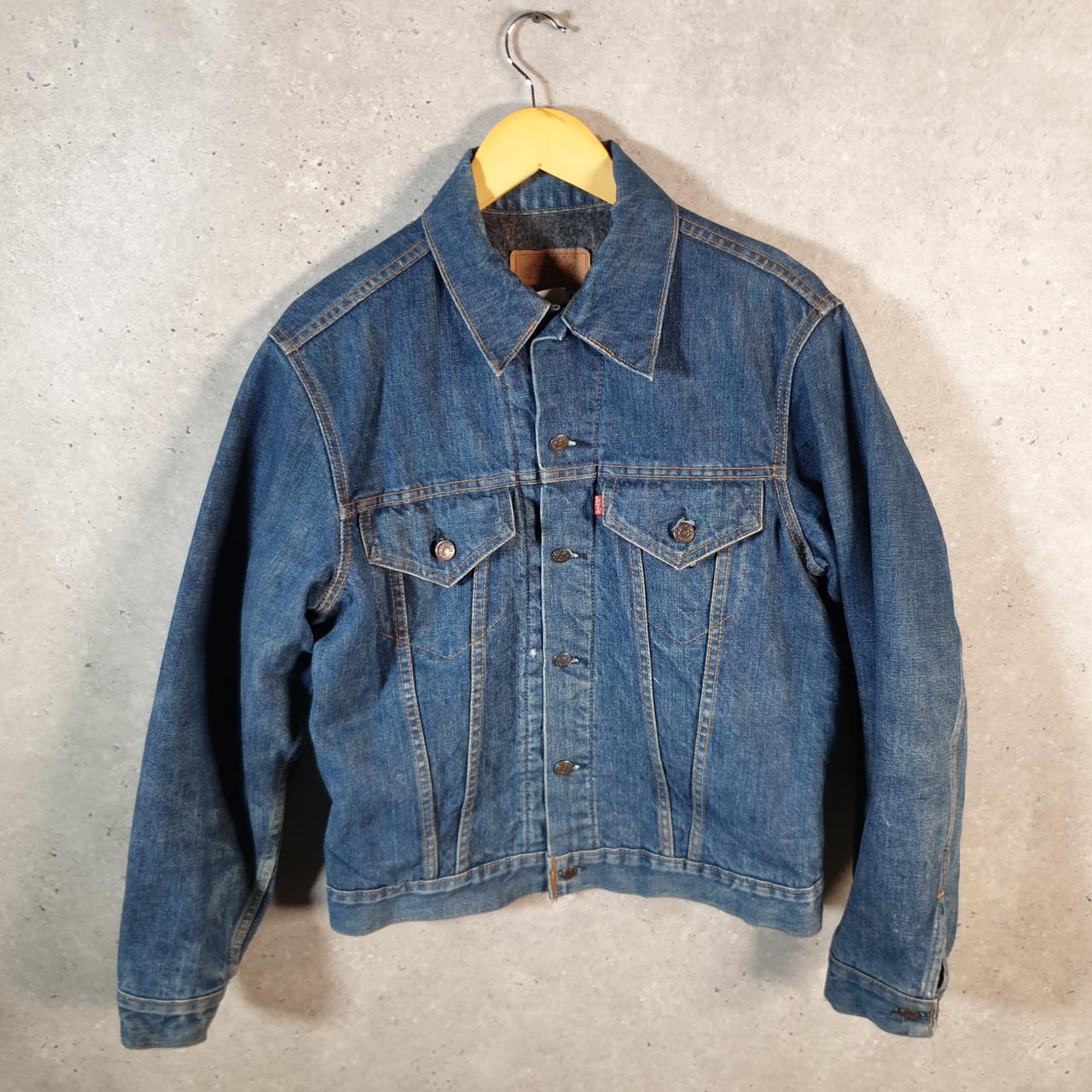 Vintage Levis Denim Jean Trucker Sherpa Jacket Mens Small Blue Sherling USA