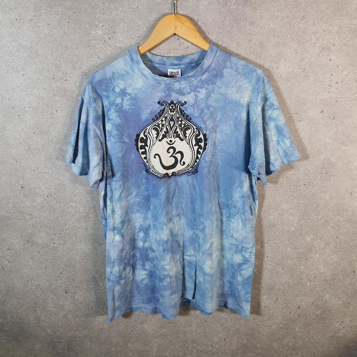 Vintage Anvil USA Graphic Tie Dye Single Stitch T Shirt Men’s Large Blue Big Fish Vintage
