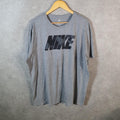 Vintage Nike Club T Shirt Men’s 2XL Spellout Grey Swoosh Athletic