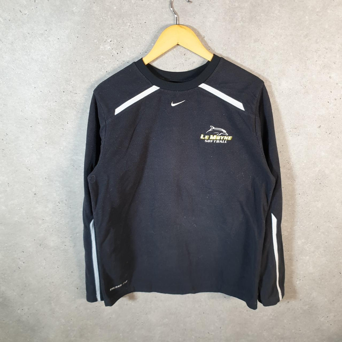 Vintage Nike Therma Fit Embroidered Sweatshirt Fleece Men’s Small Black Swoosh Pullover